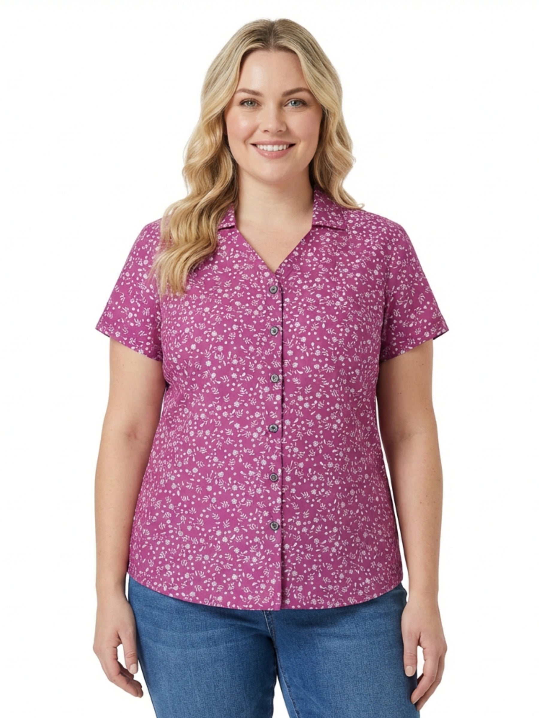 KOS 86 Plus Size Short Sleeve Shirt - Magenta