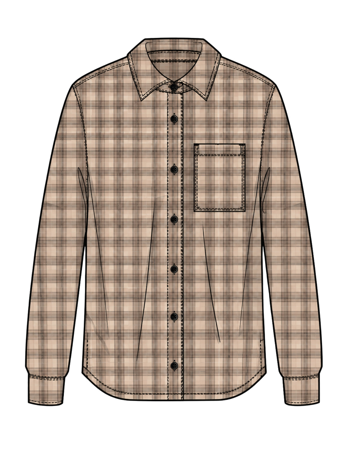 Calico Basin Flannel Plus Size Shirt - Ancient Fossil & Textured Plaid