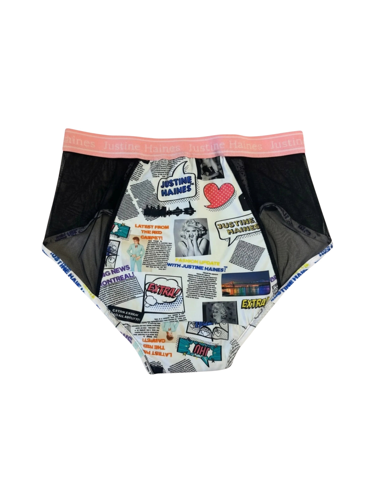Culotte Menstruelle Taille Haute avec Mesh - Pop Newspaper