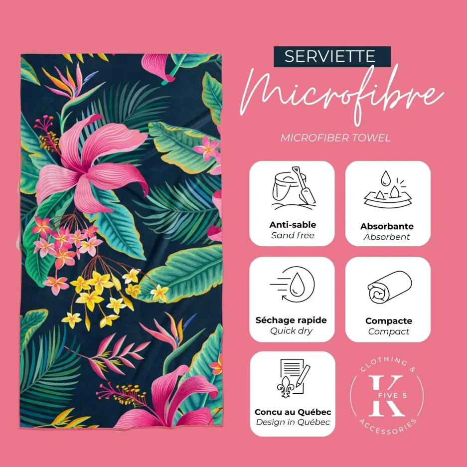 Serviette Microfibre (Fleur Rose) de K5 Clothing