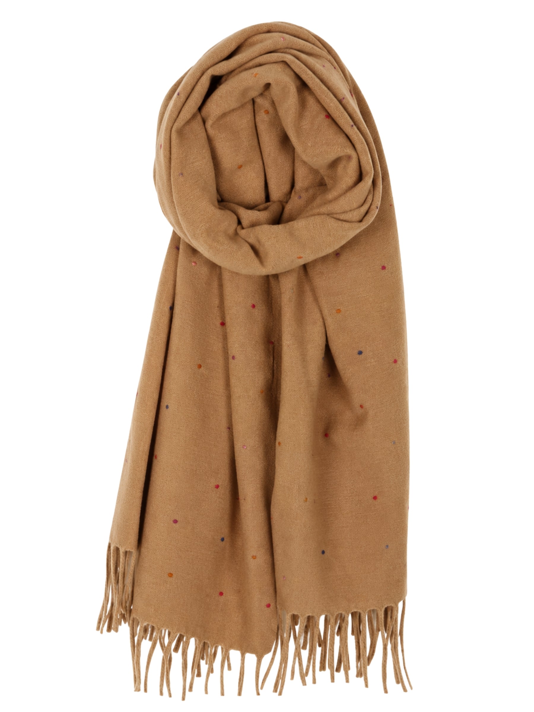 Foulard Chaud Avec Motifs à Petits Pois Colorés - Tan