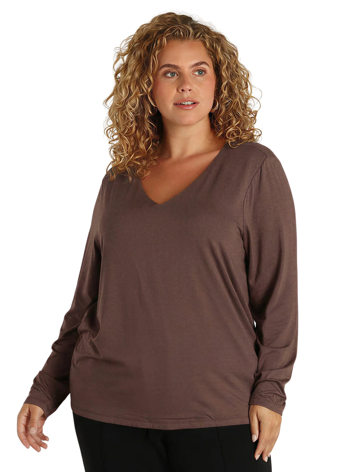 Guinevra Essential Plus Size Top - Brown