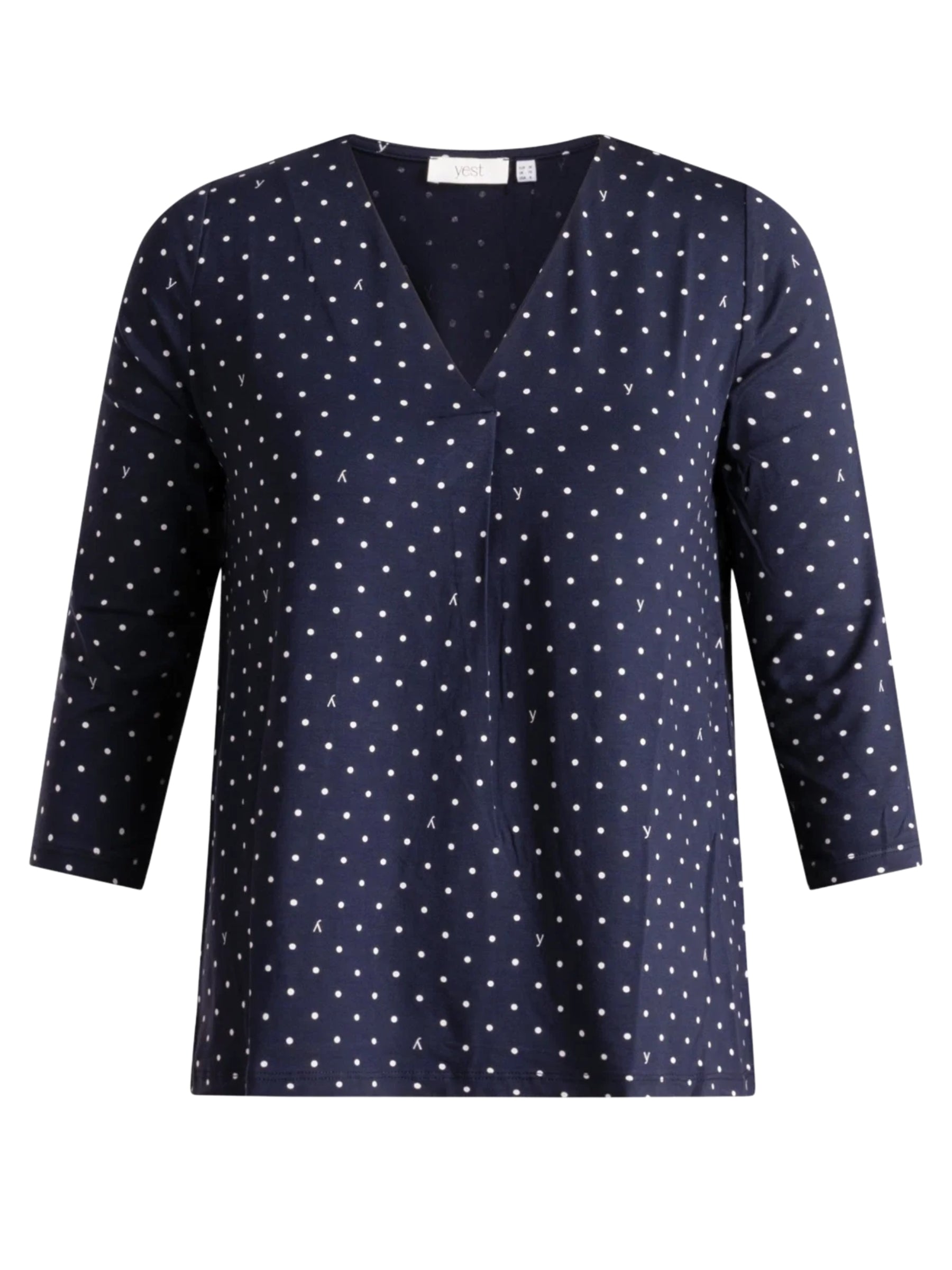Tayla Plus Size Top - Dark Blue & Off White