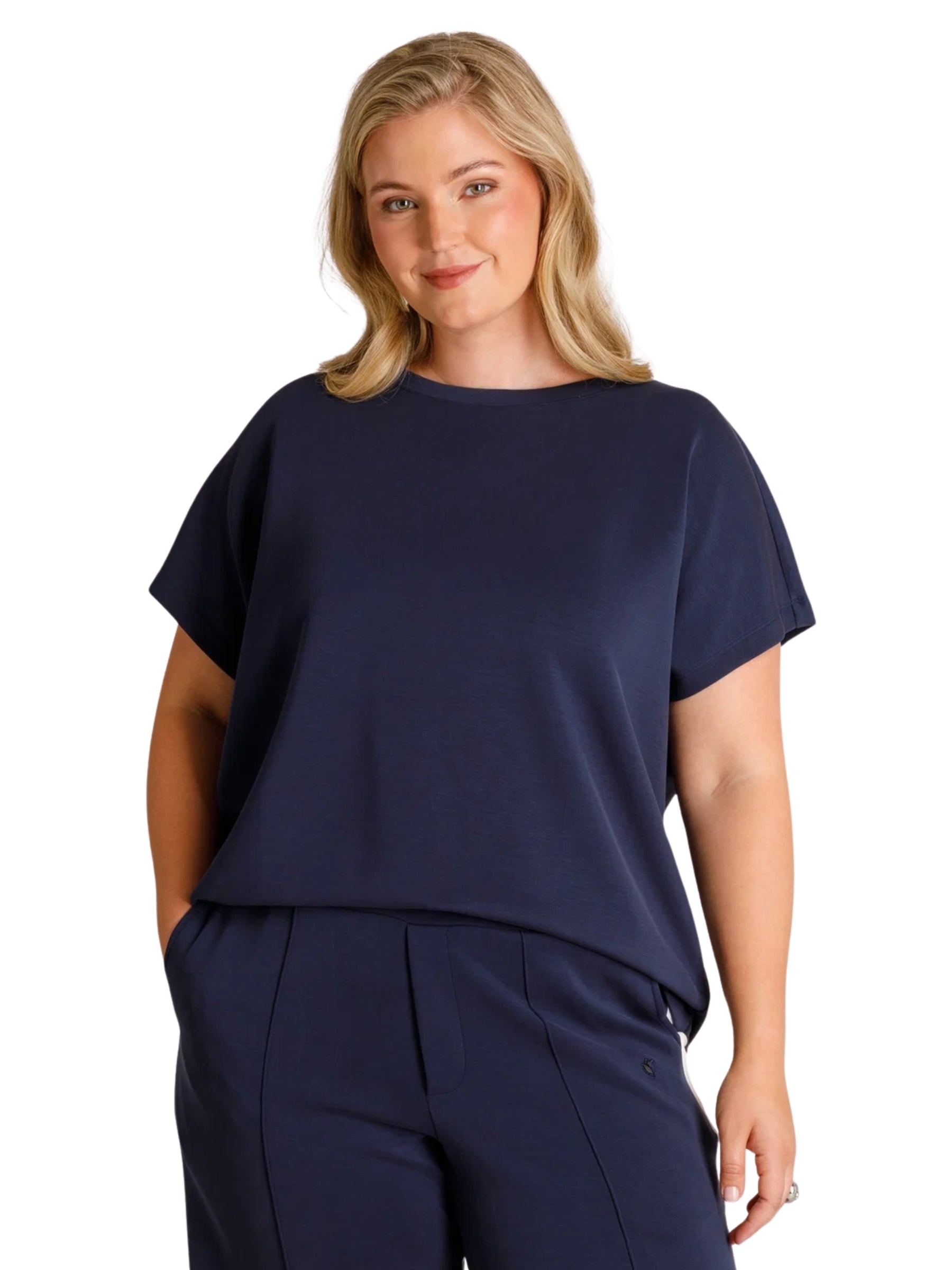 Plus Size Tisha Short Sleeve Top - Dark Blue