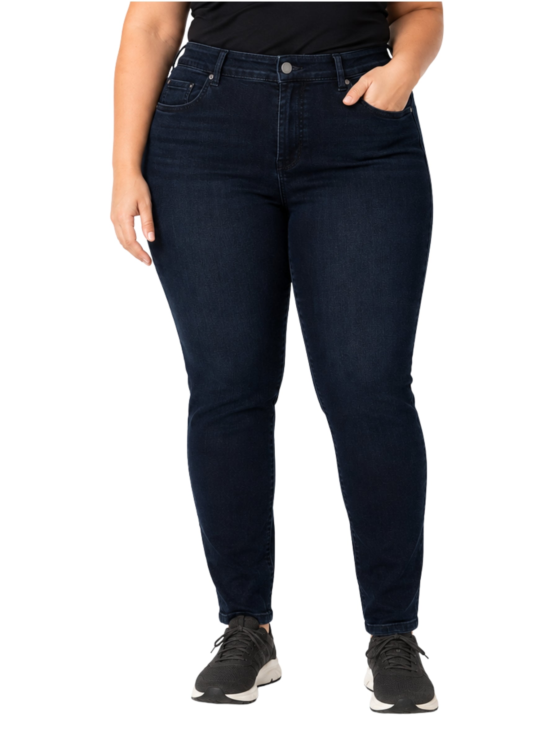 Jeans à enfiler Gia Glider Jambe Étroite Taille Plus - Raven Wing