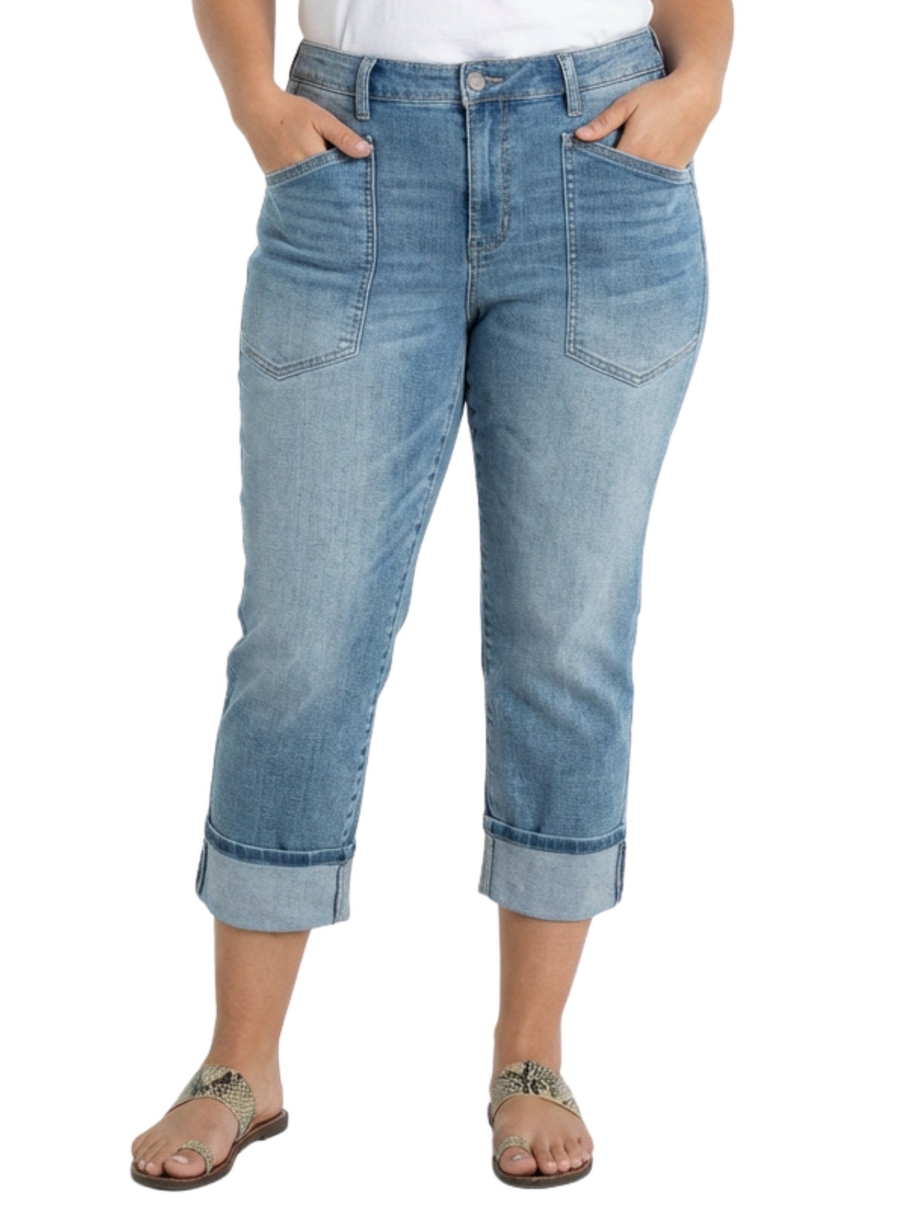 Jeans Girlfriend Marley 7/8 avec Ourlets Roulés Taille Plus - Cruise