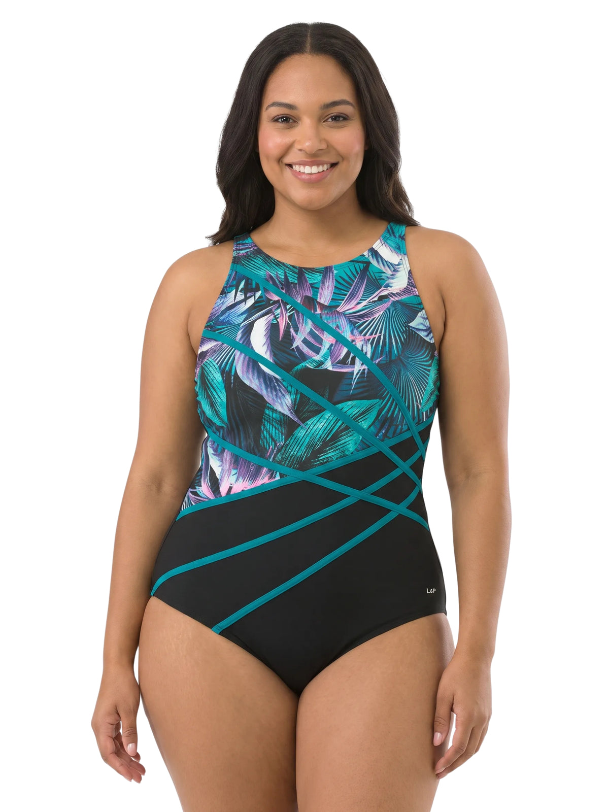 Plus Size Scoop Neck Swimsuit - Lux Teal