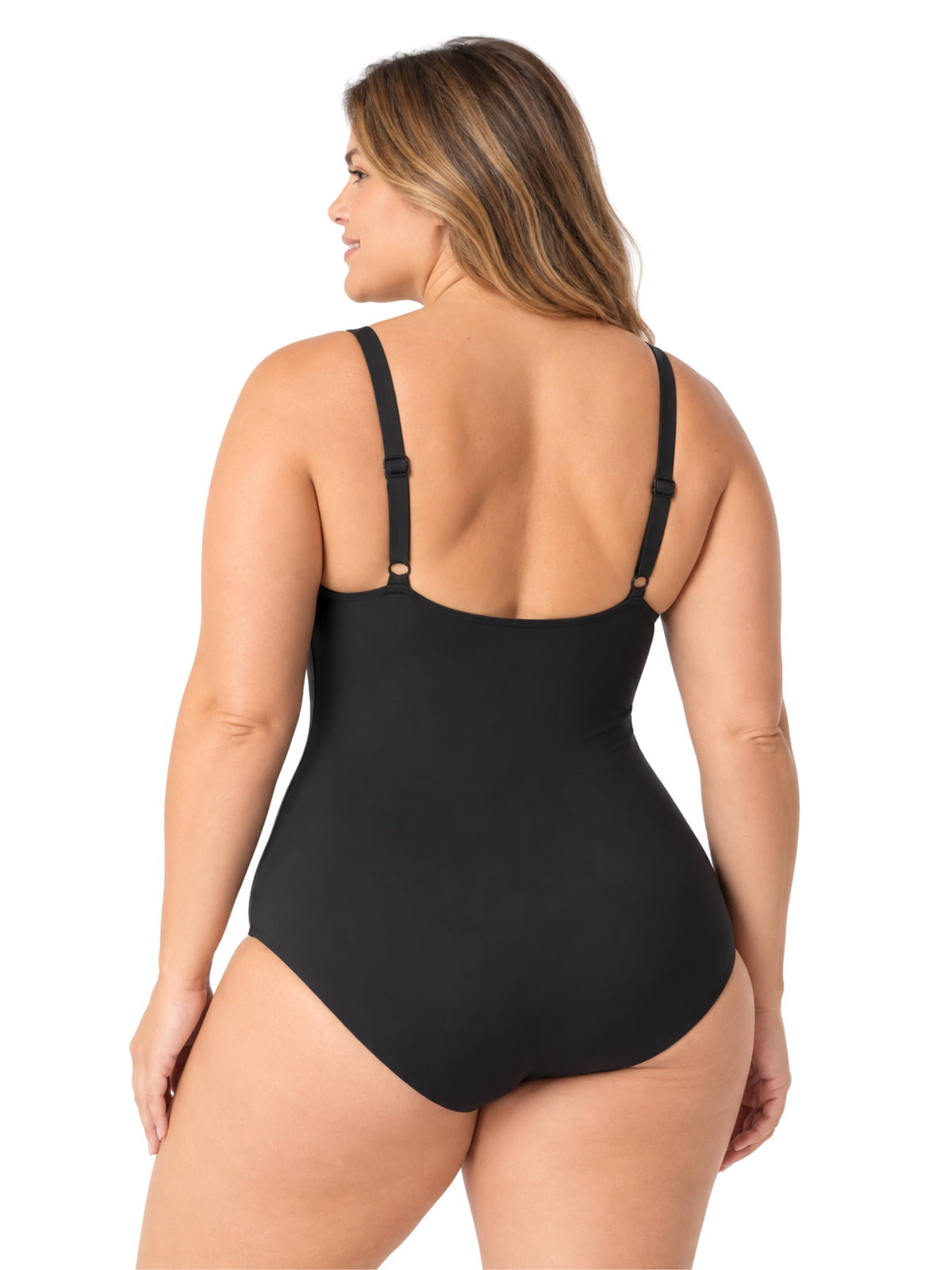 Plus Size High Neck Swimsuit (C-Cup) - Black