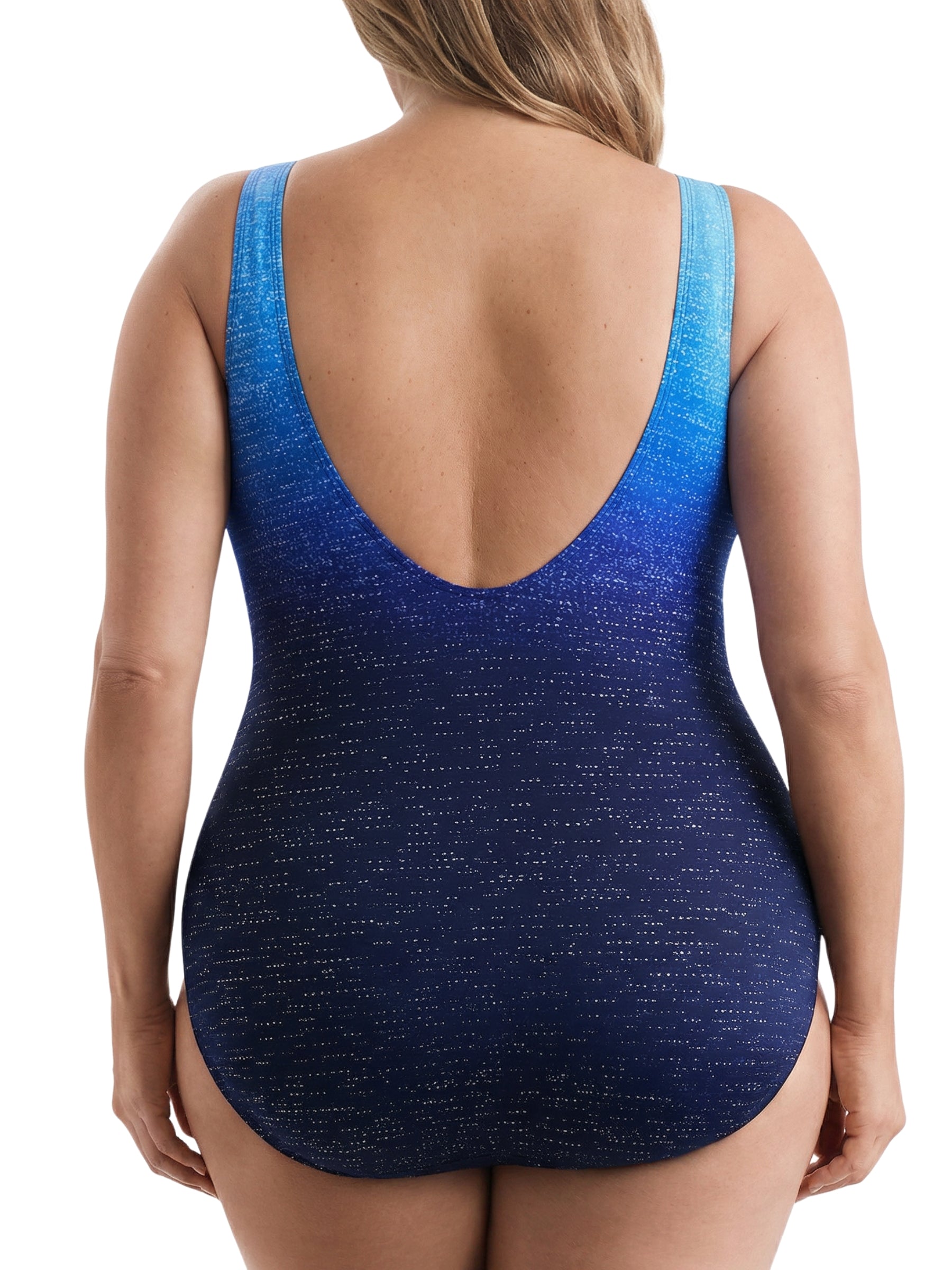 Maillot de Bain Long Scoopback Highneck Taille Plus - Sea Mist