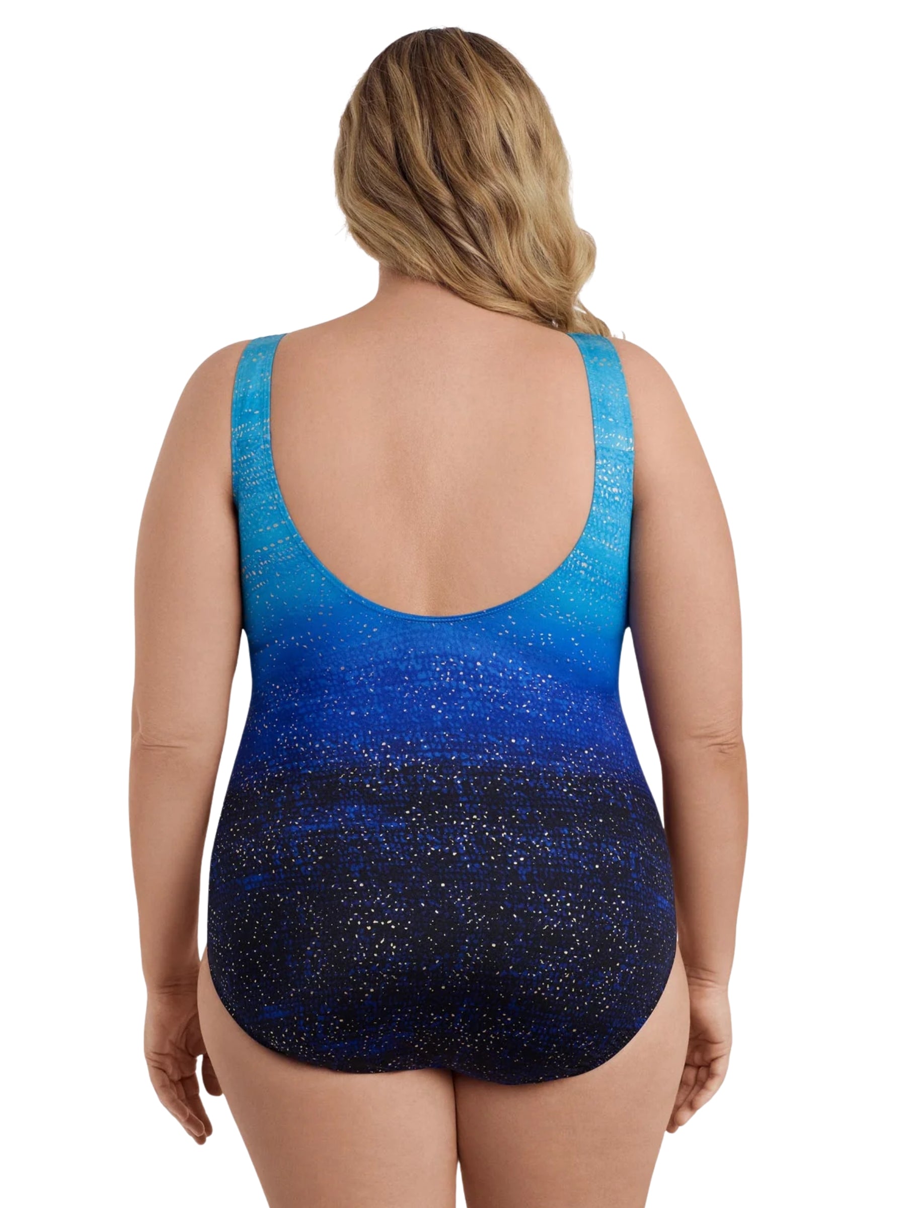 Maillot de Bain Long Scoopback Highneck Taille Plus - Sea Mist