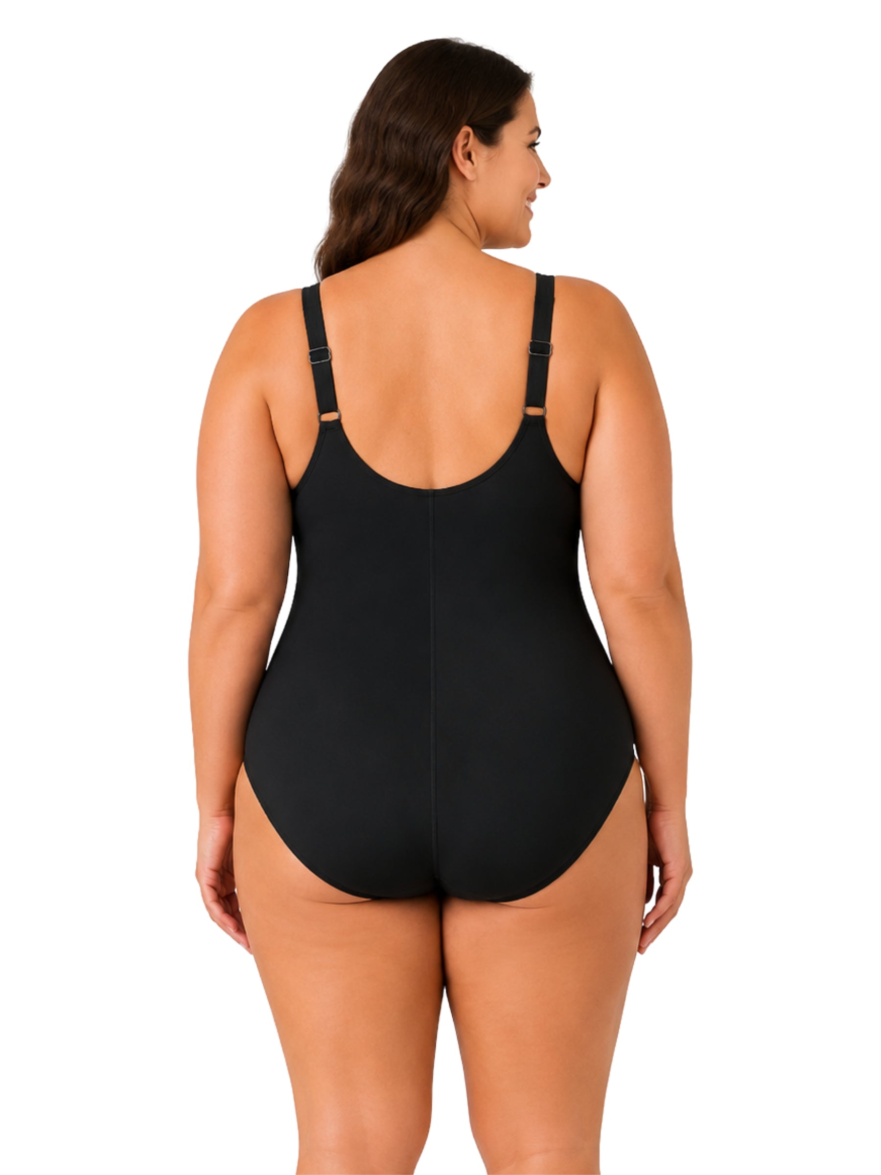 Maillot de Bain Sarong Taille Plus - Noir & Lux Teal