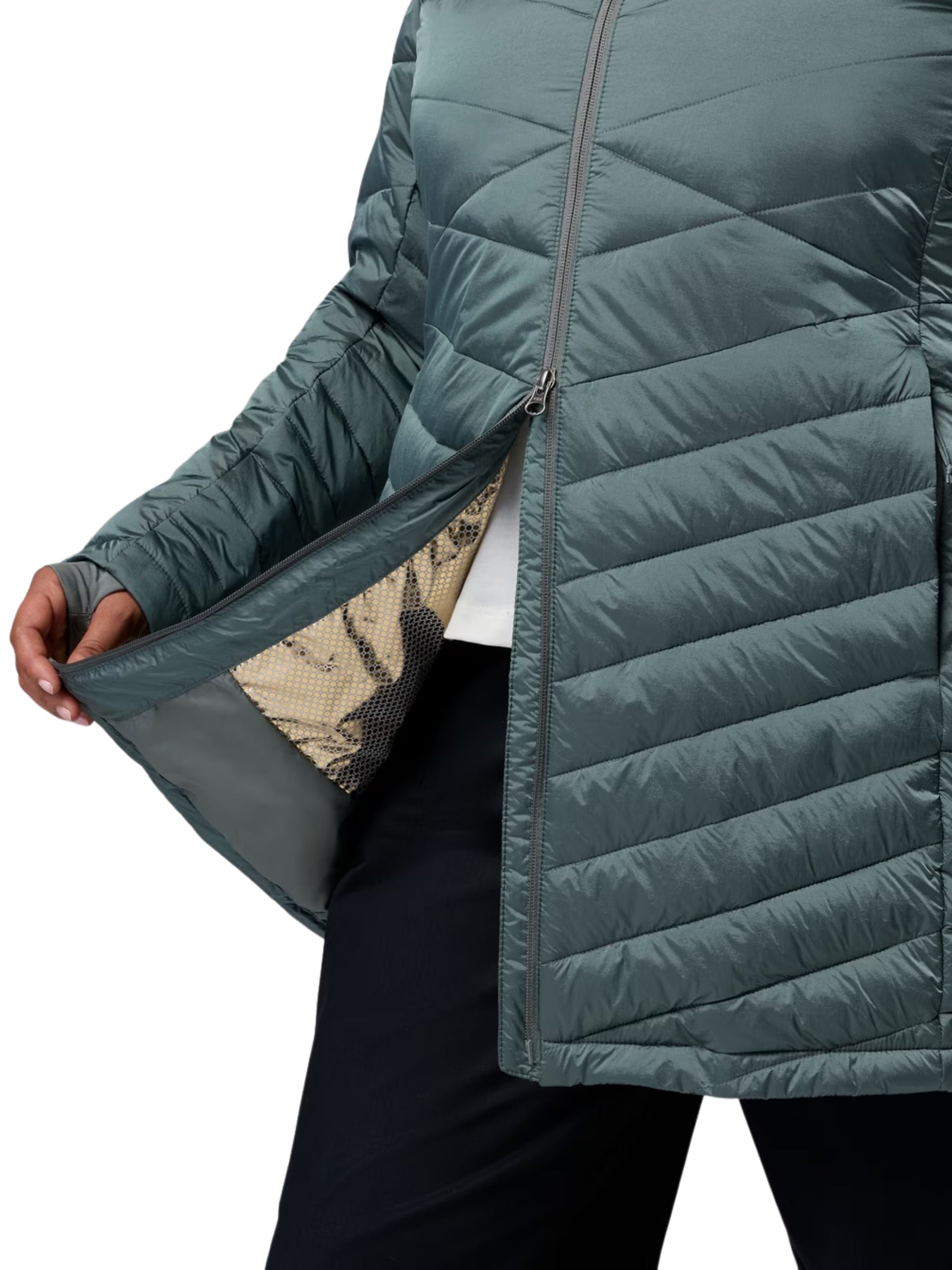 Joy Peak II Long Plus Size Hooded Jacket - Sedona Sage Shine
