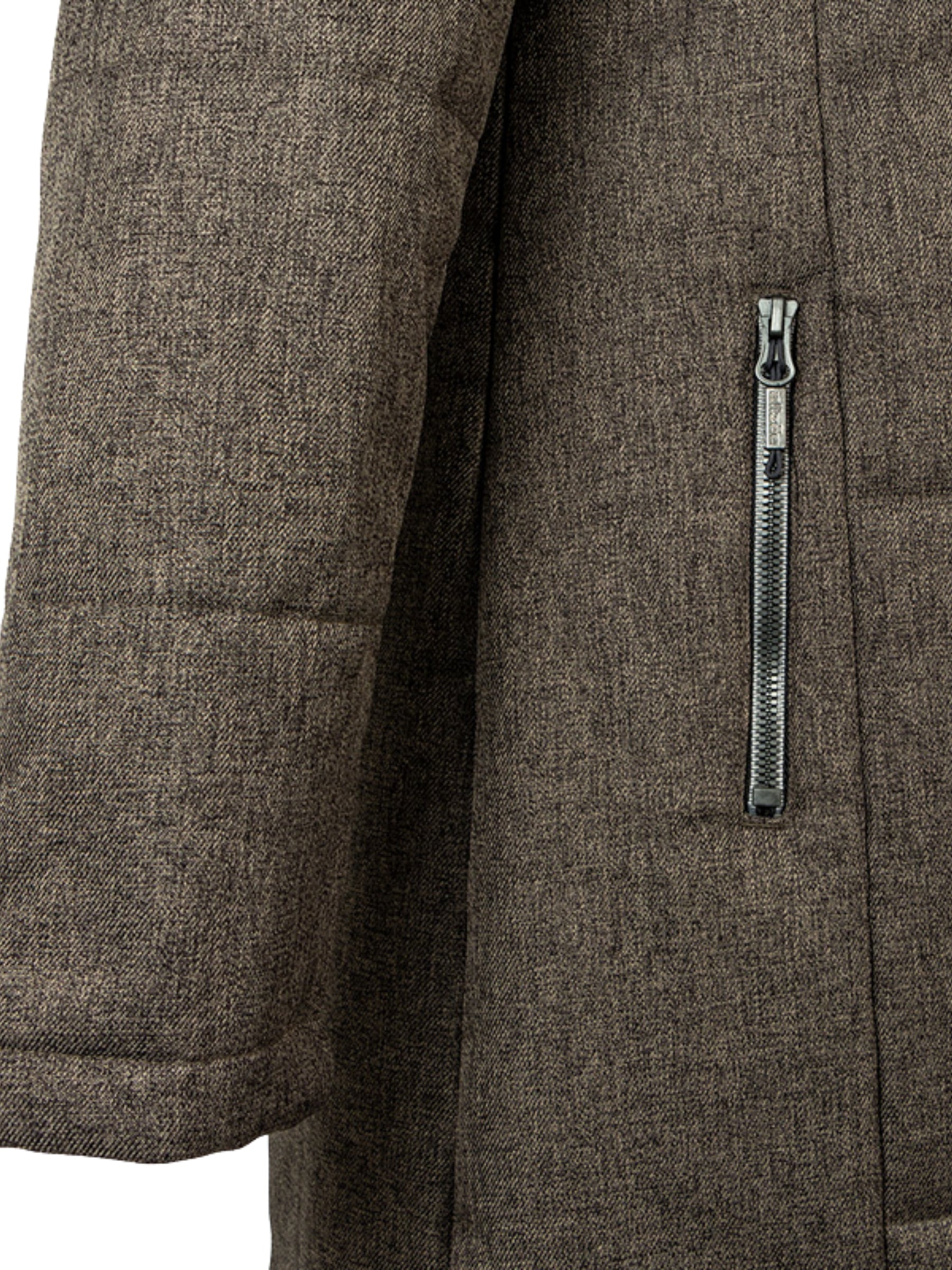 Women's Plus Size Collegiate Winter Coat - Taupe & Black