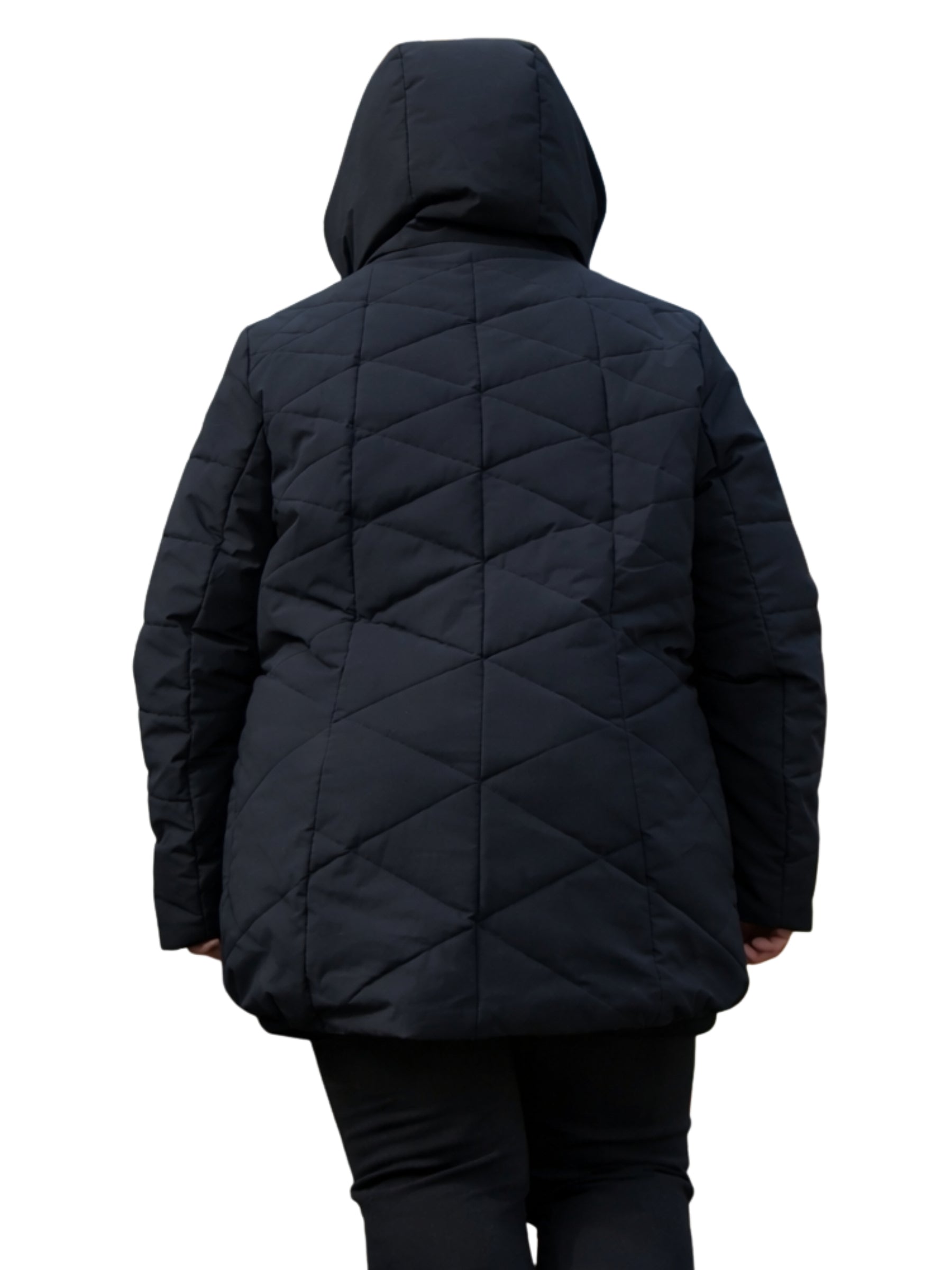 ZIGZAG Plus Size Winter Coat - Black & Black