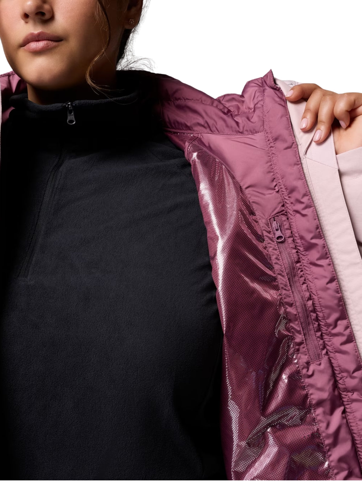 Whirlibird Interchangeable V Plus Size Jacket - Mineral Pink Cross Dye
