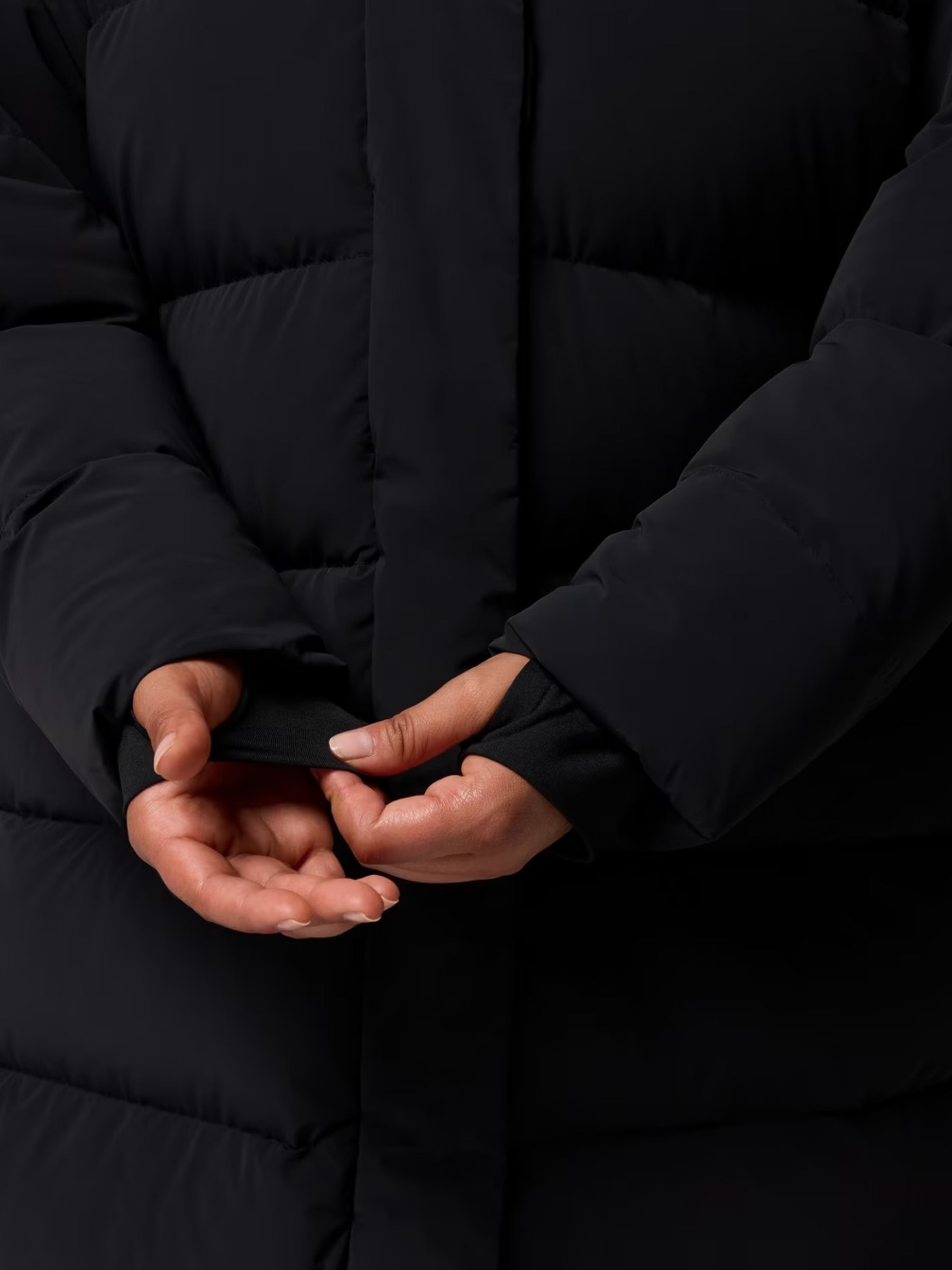Amaze Puff Plus Size Long Hooded Coat - Black