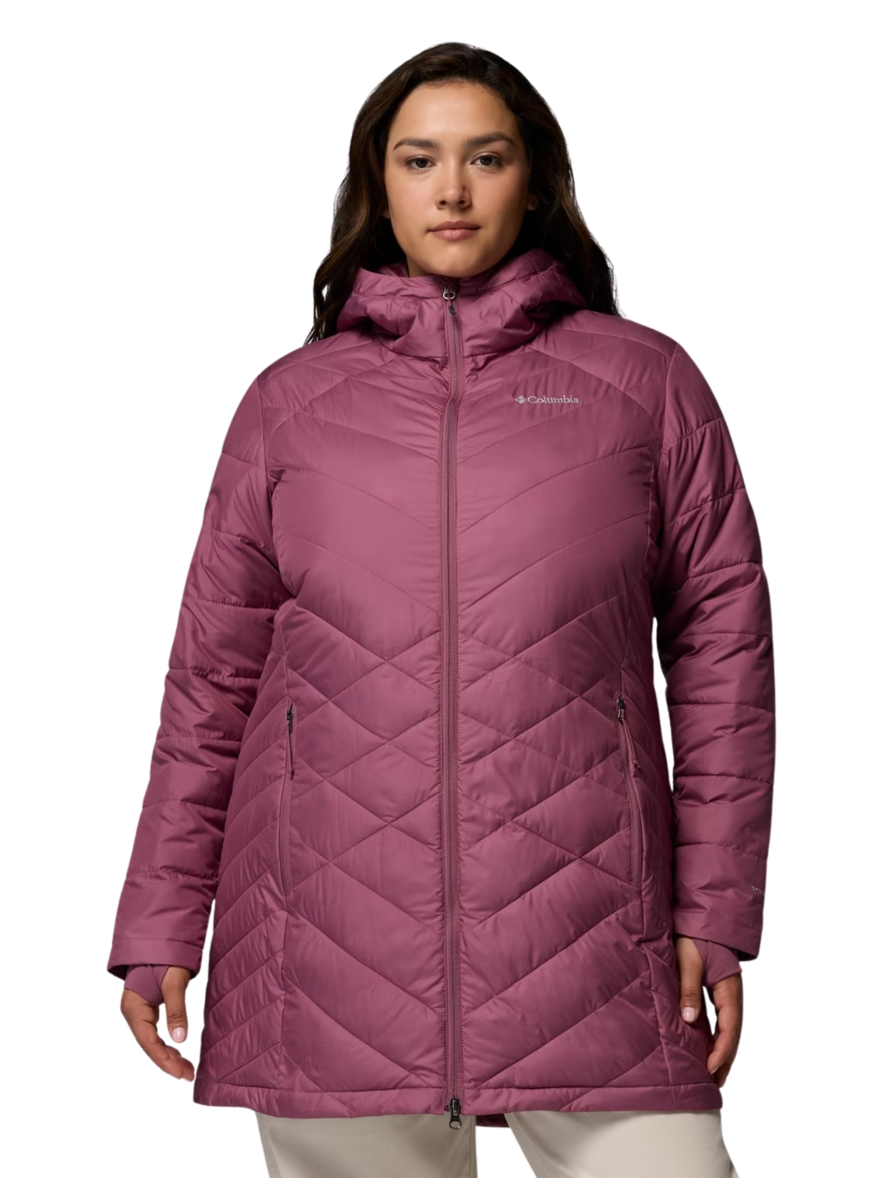 Women's Plus Size Heavenly Long Hooded Coat - Antique Mauve