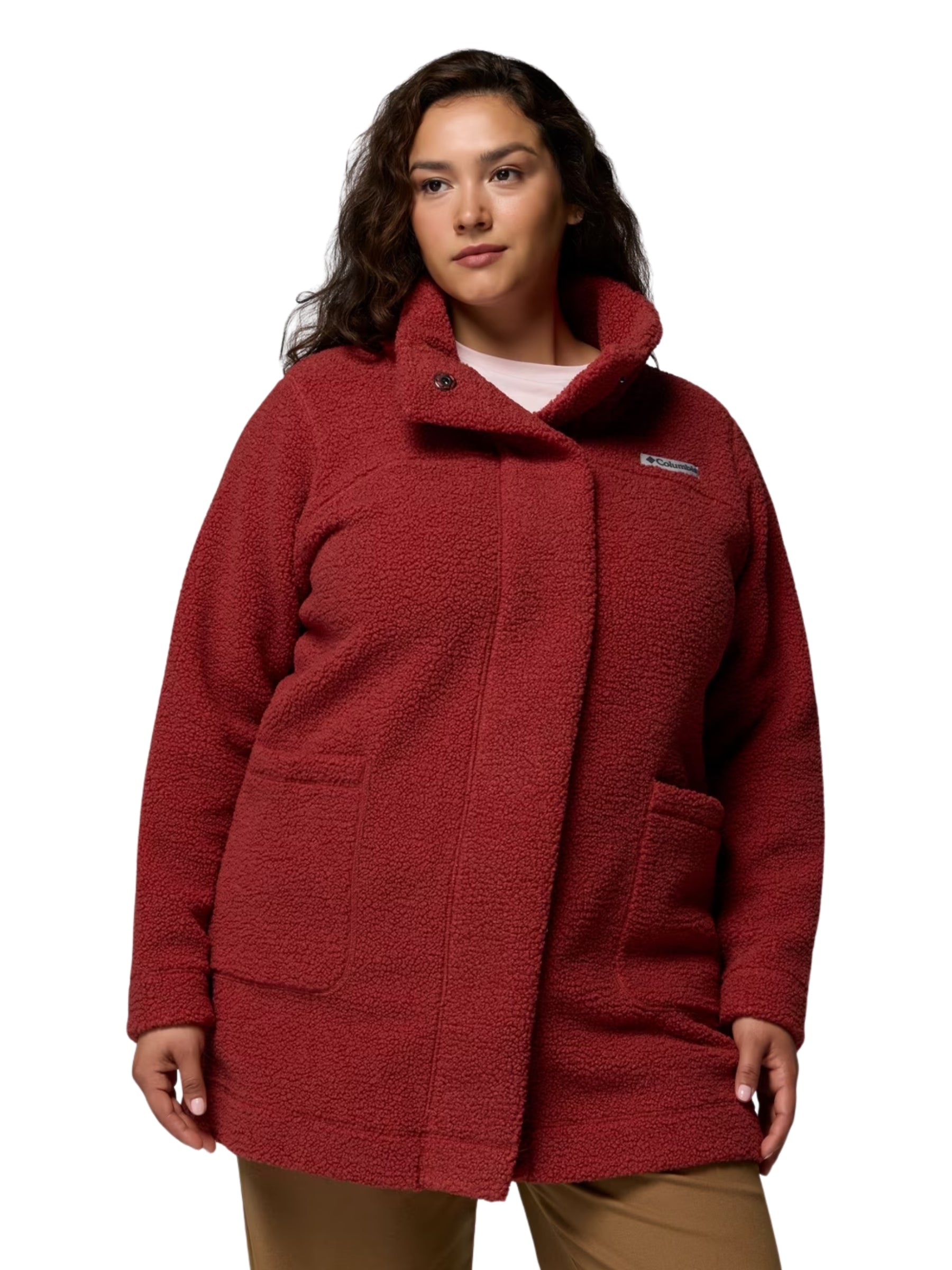 Manteau Long en Sherpa Panorama Taille Plus - Red Oxide