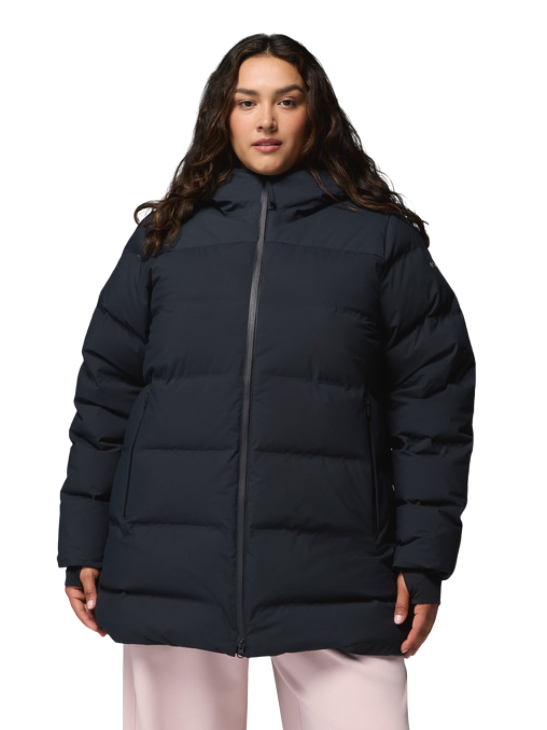Manteau Mi-Long à Capuchon Amaze Puff Heat Seal Taille Plus - Noir