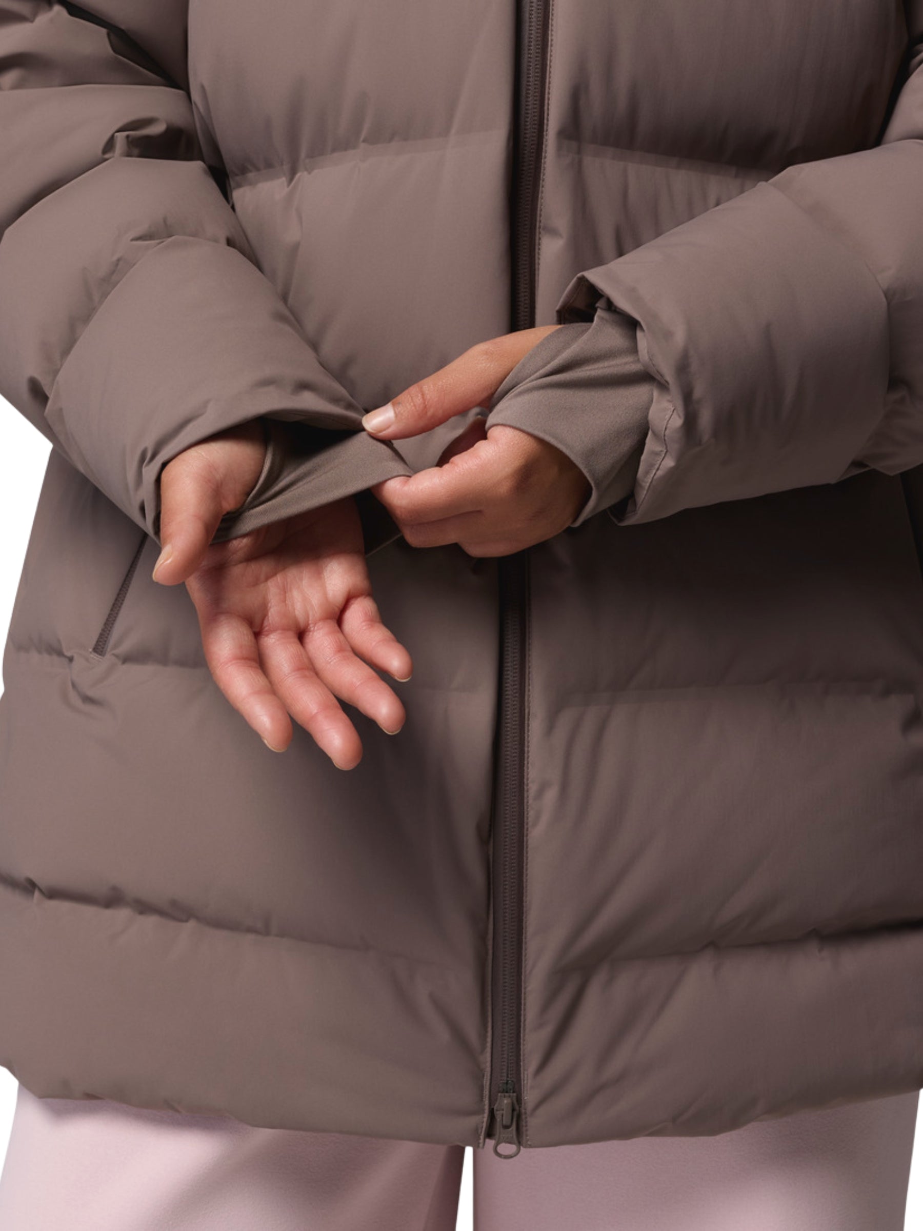 Amaze Puff Heat Seal Plus Size Mid-Length Hooded Coat - Iron
