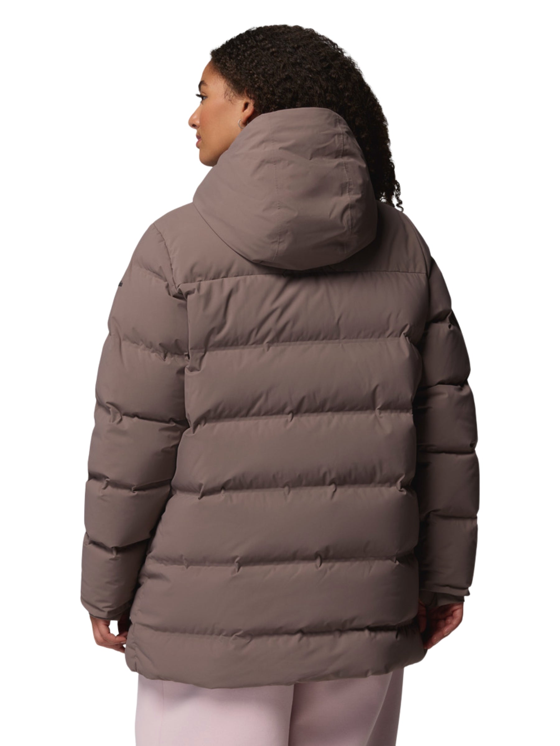 Amaze Puff Heat Seal Plus Size Mid-Length Hooded Coat - Iron