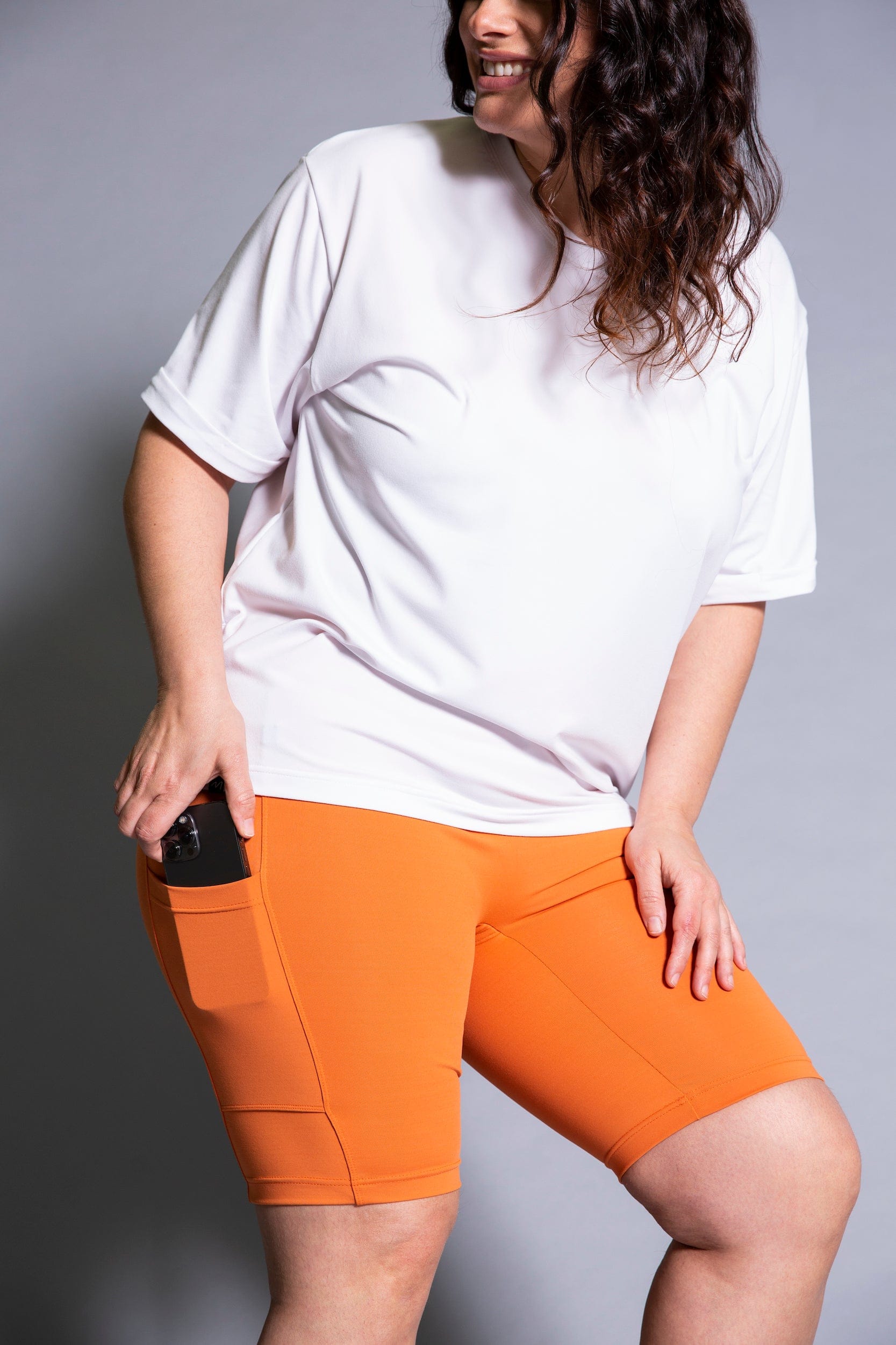 MOOV Activewear Plus Size Le Offside 8'' Short (Orange-Popsicle)