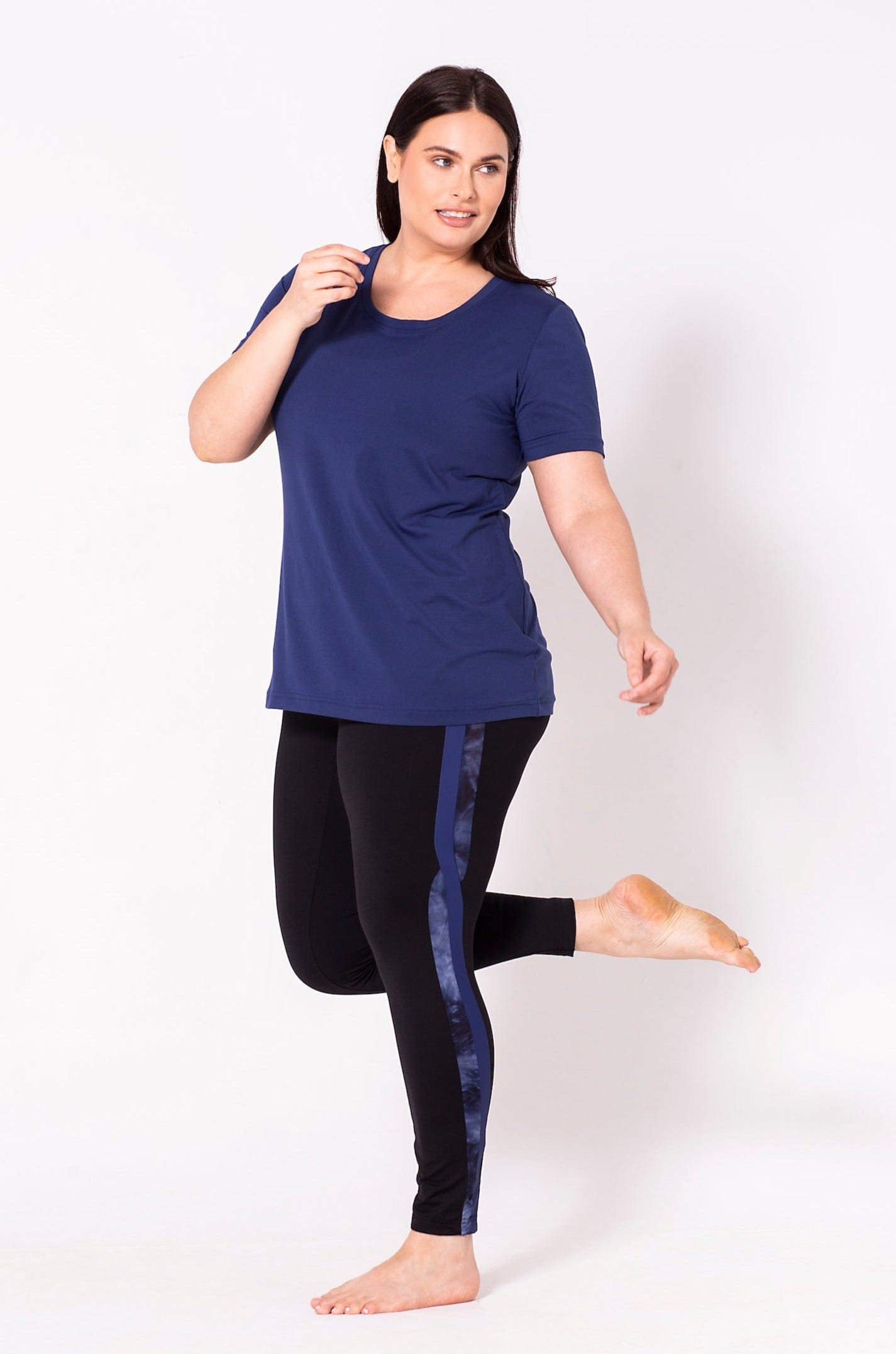 MOOV Activewear Taille Plus Le Slalom 27'' - Legging Sport Long Bio | Taille plus 1X / bleu-minuit TP27P025-BKB-1X