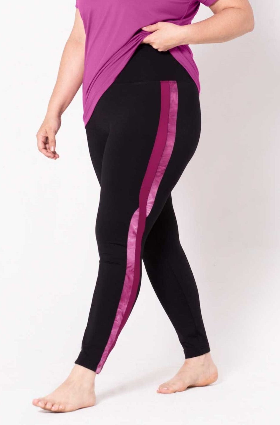 MOOV Activewear Taille Plus Le Slalom 27'' - Legging Sport Long Bio | Taille plus 1X / fuchsia-doux TP27P025-BKP-1X