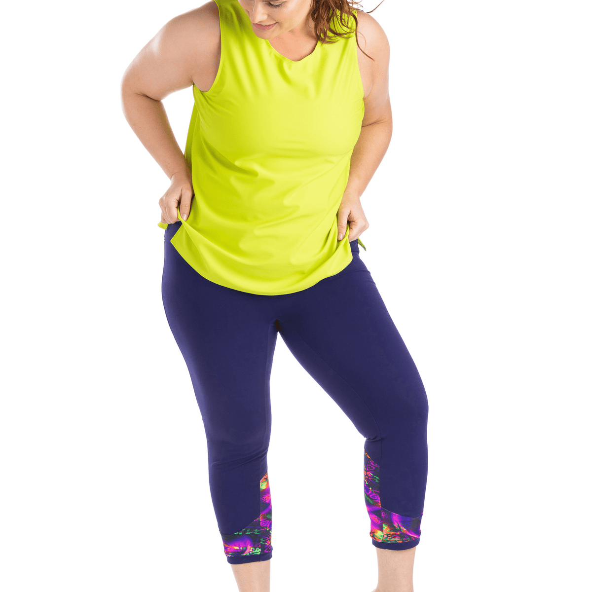 Legging 7 8 Sport Le Diamond Back 22 Bleu Fluo Taille Plus de MOOV Activewear Bleu Fluo 1X