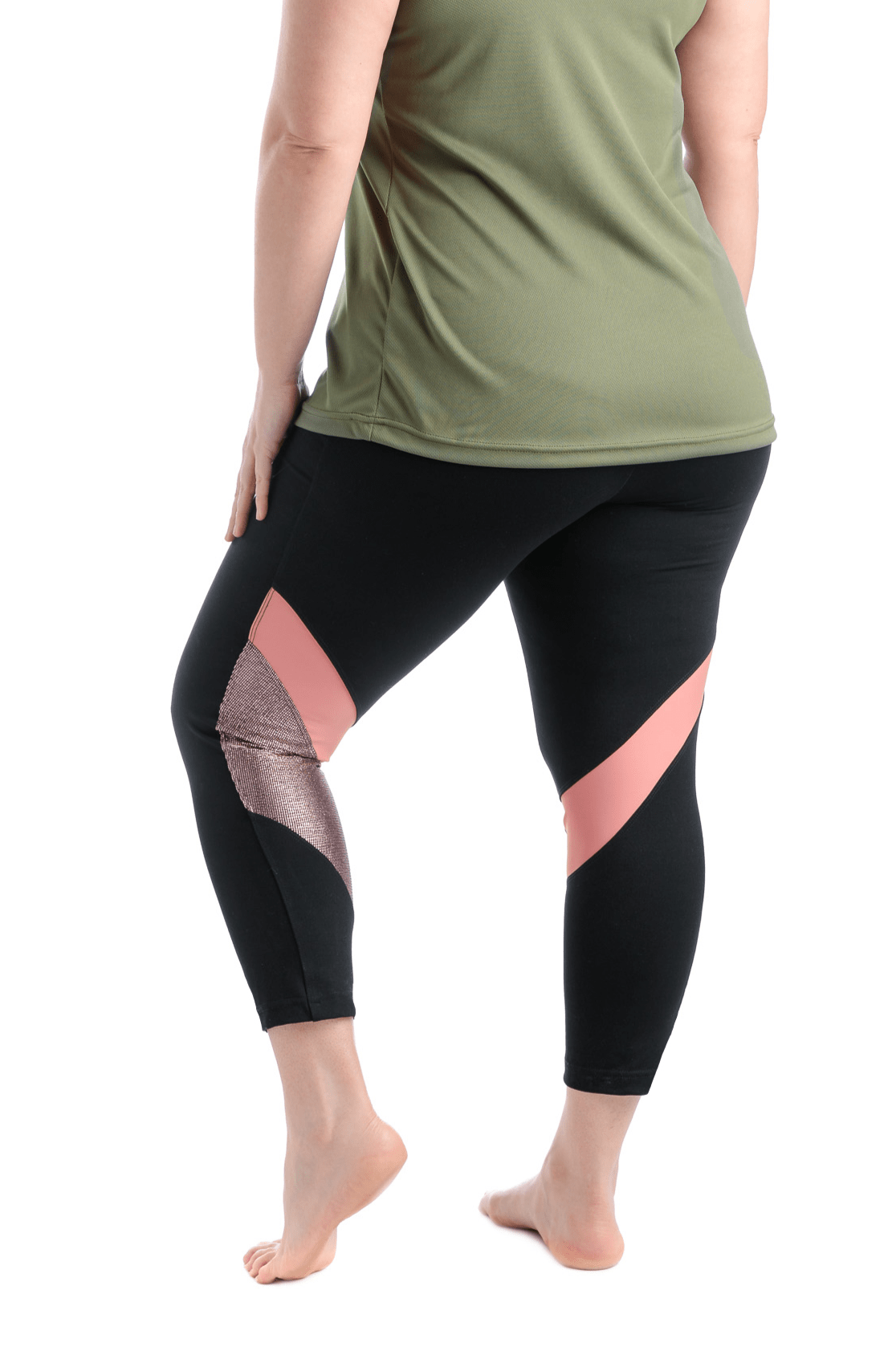 MOOV Activewear Le Footwork 22 Plus Size 7 8 Sports Leggings Black Rose Gold Black Rose Gold 1X