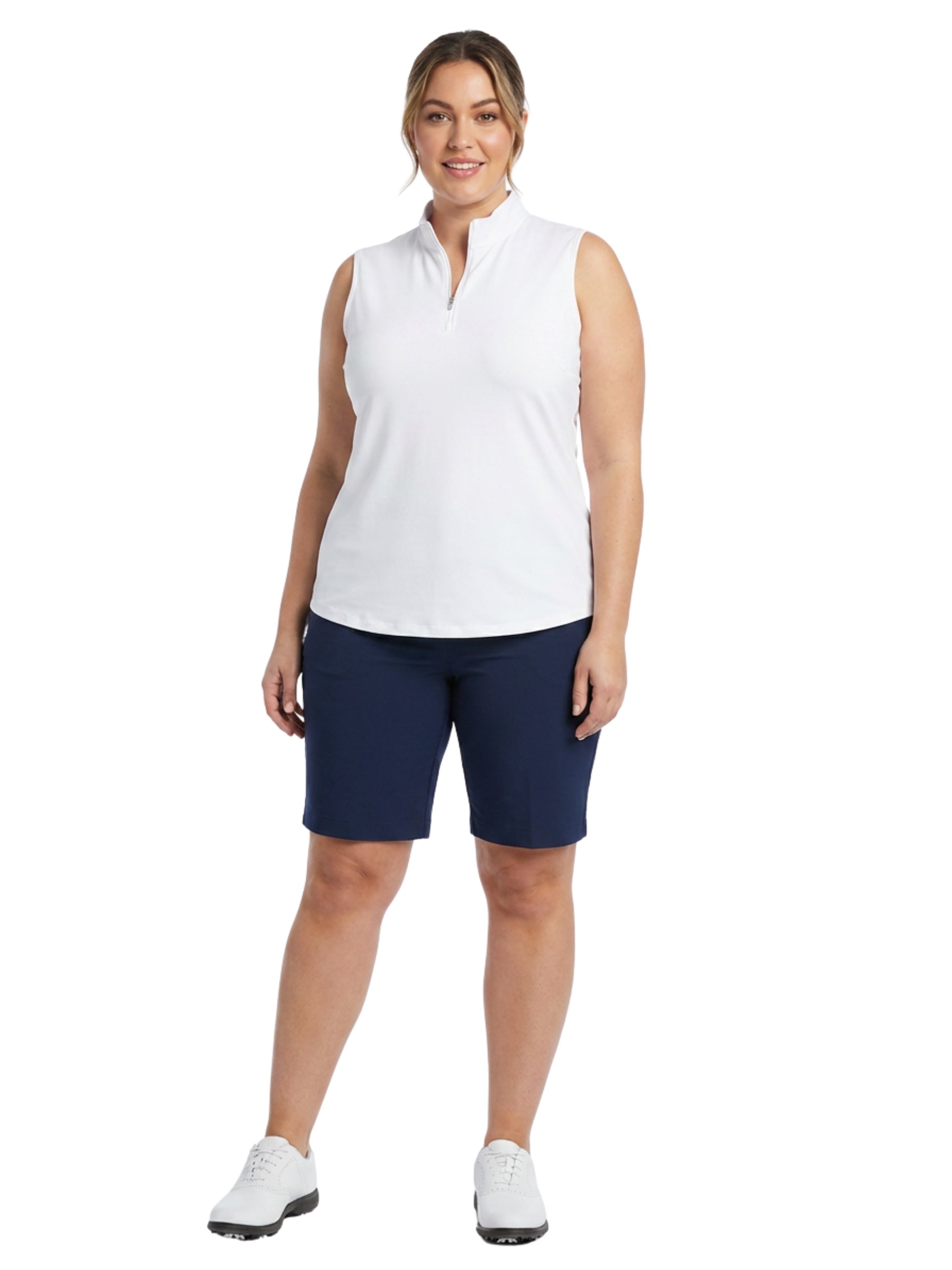 Polo de Golf Sans Manche Lily Taille Plus - Blanc