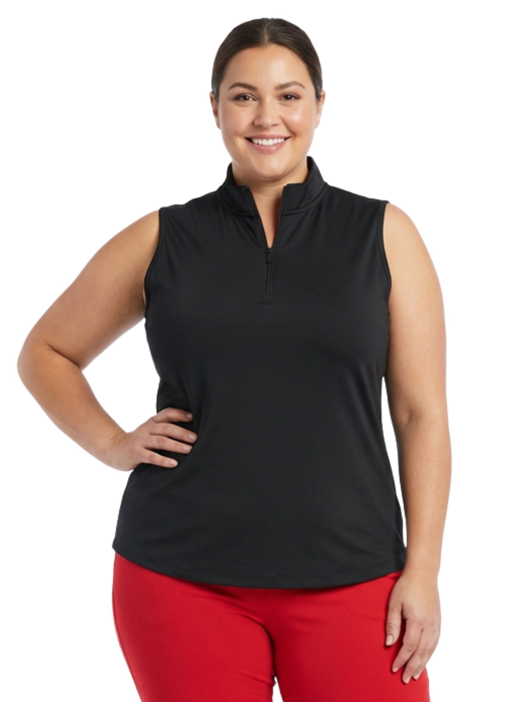 Polo de Golf Sans Manche Lily Taille Plus - Noir