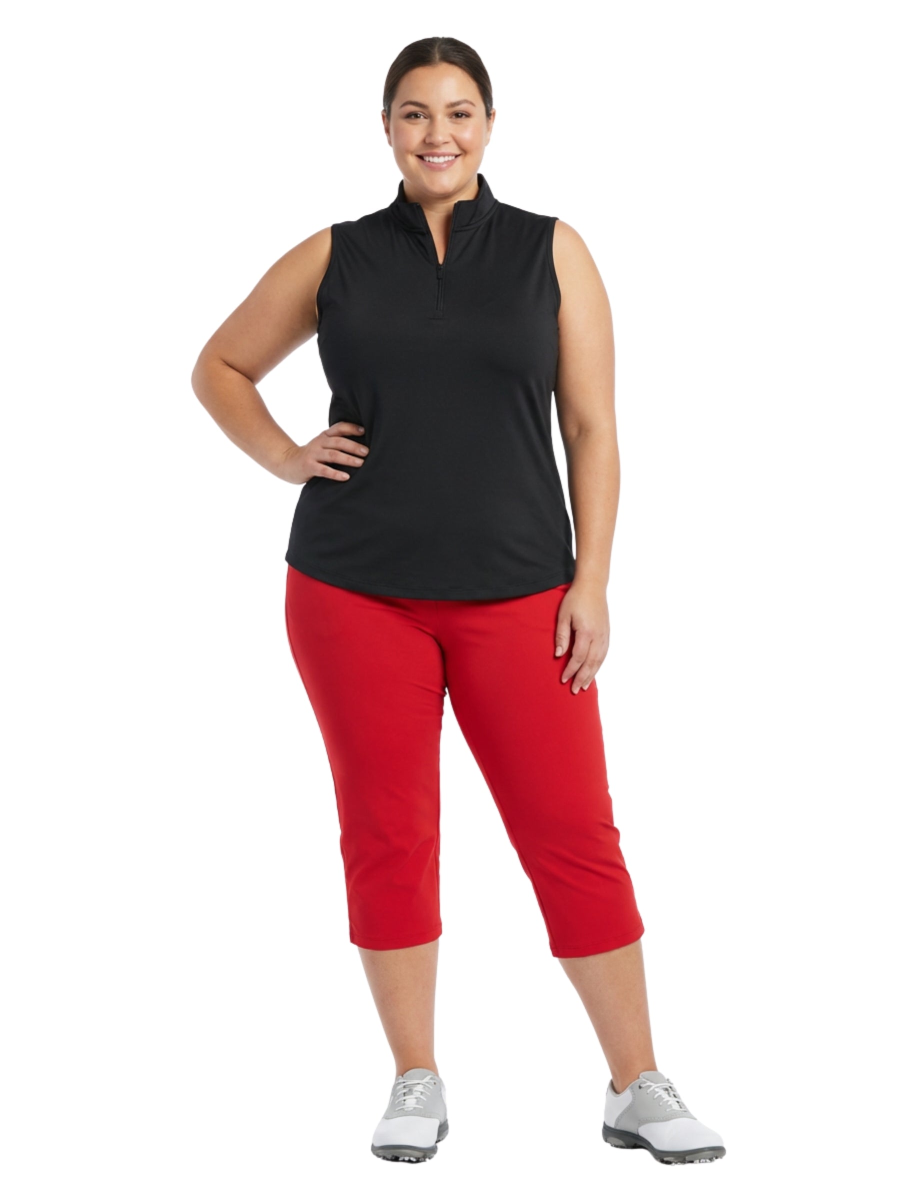 Polo de Golf Sans Manche Lily Taille Plus - Noir