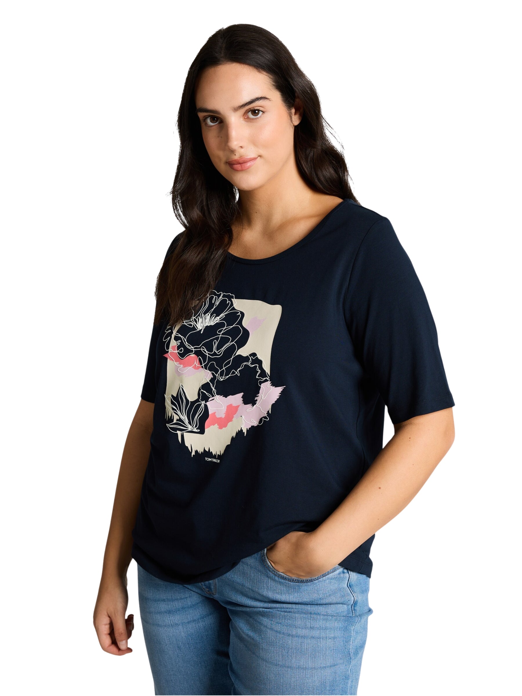 T-shirt avec Imprimé Taille Plus - Sky Captain Blue