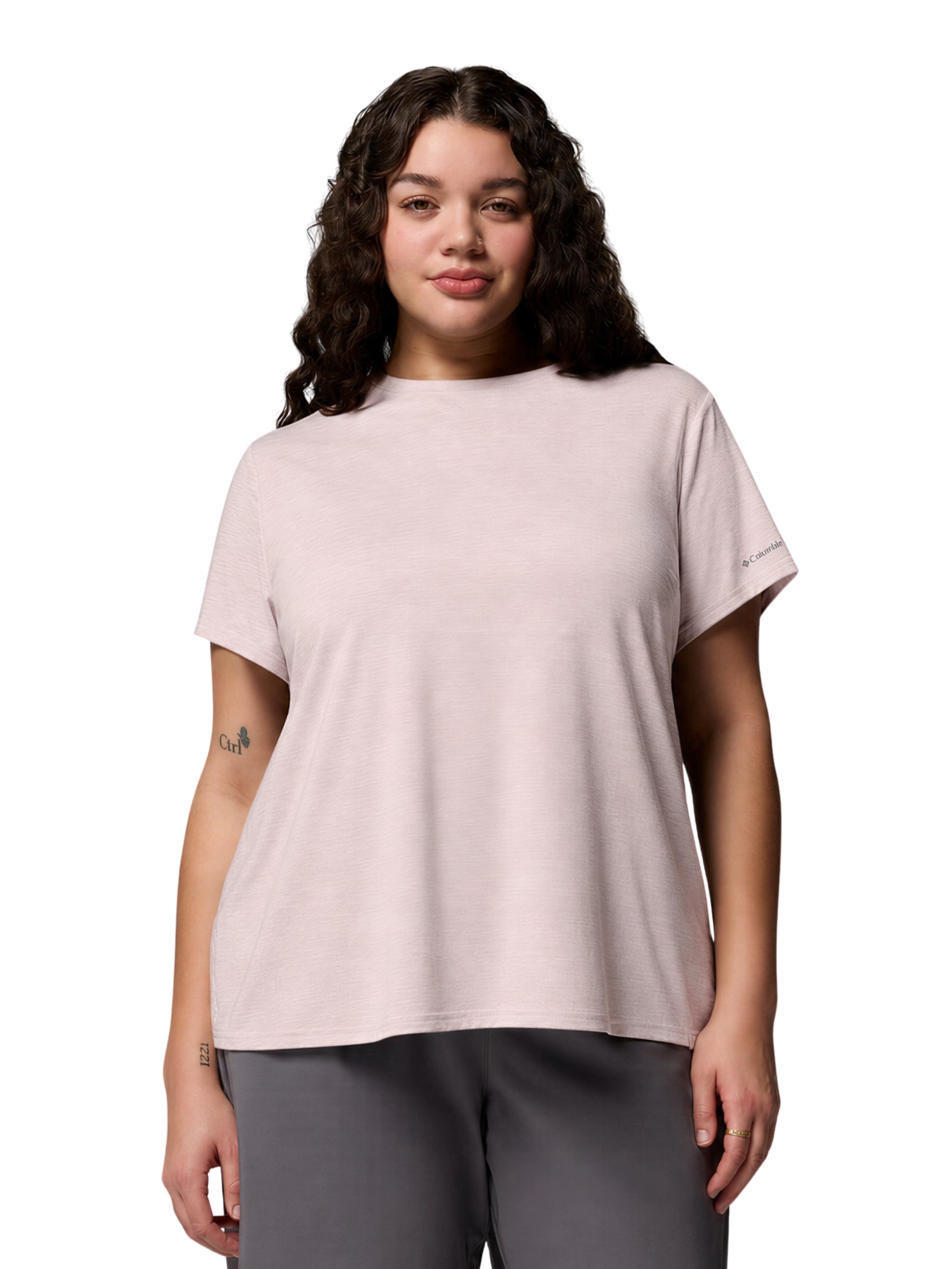CSC Plus Size Soft & Stretchy T-Shirt - Powder Pink Heather