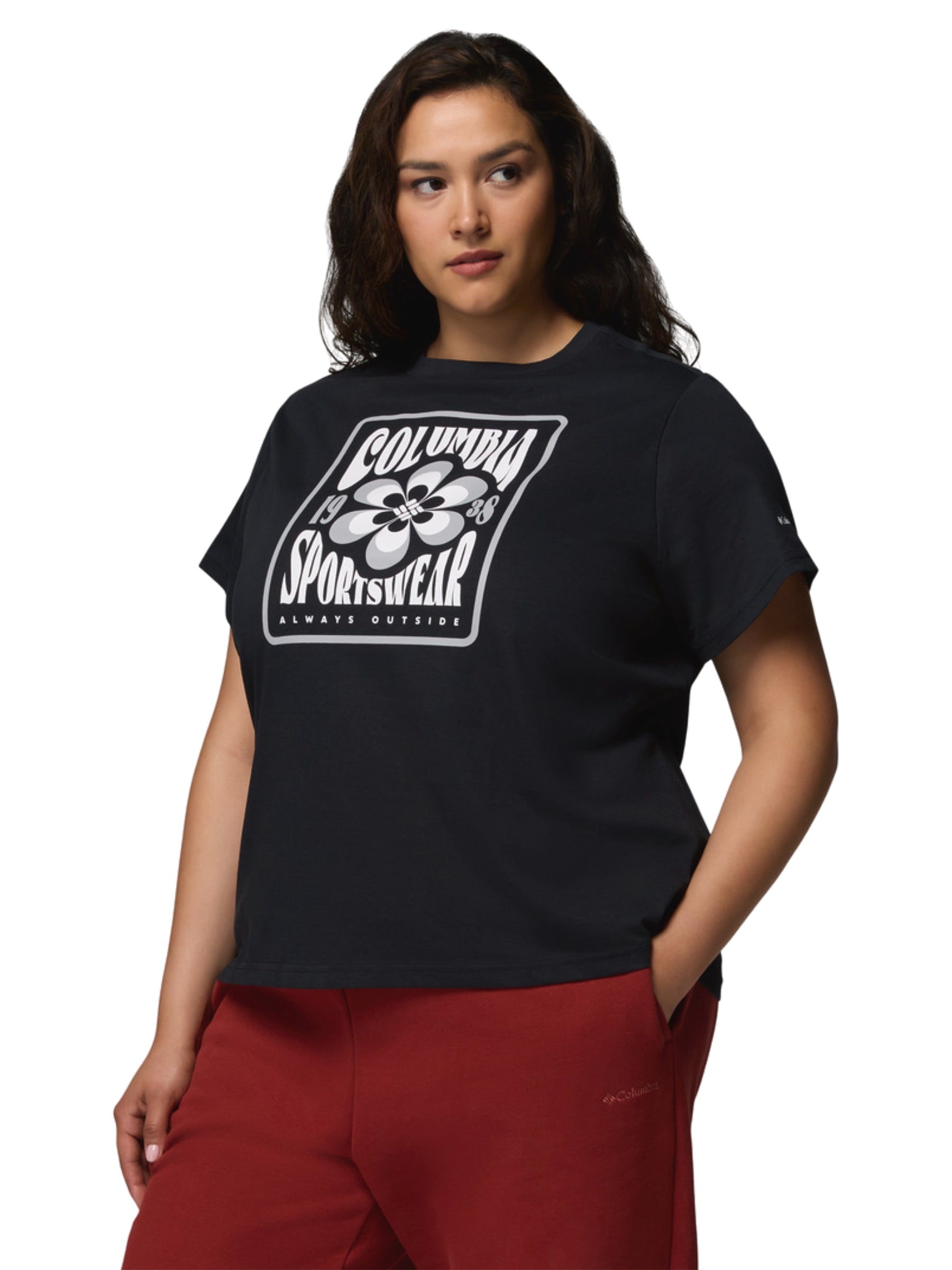 T-shirt Imprimé Rolling Bend Taille Plus - Black & Flower Power Badge