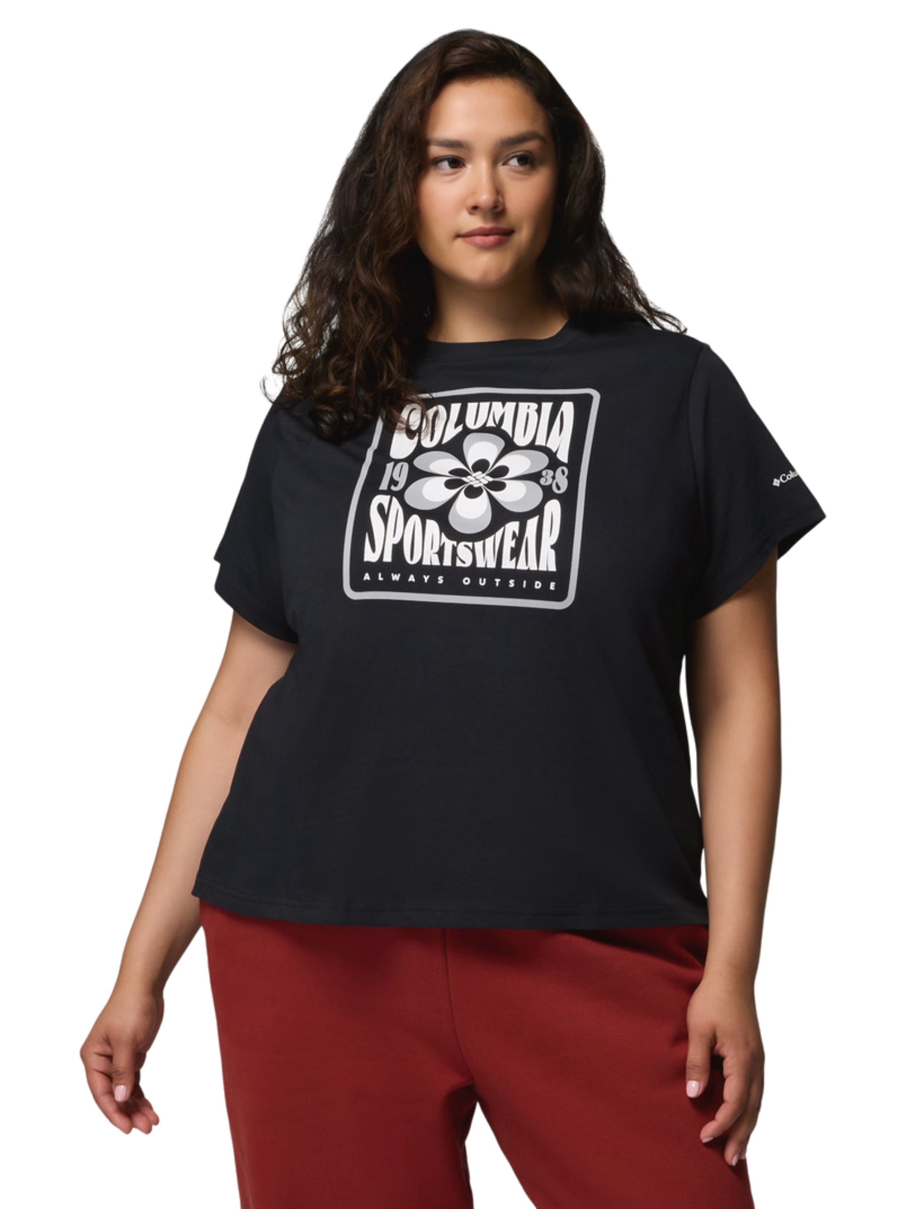 T-shirt Imprimé Rolling Bend Taille Plus - Black & Flower Power Badge