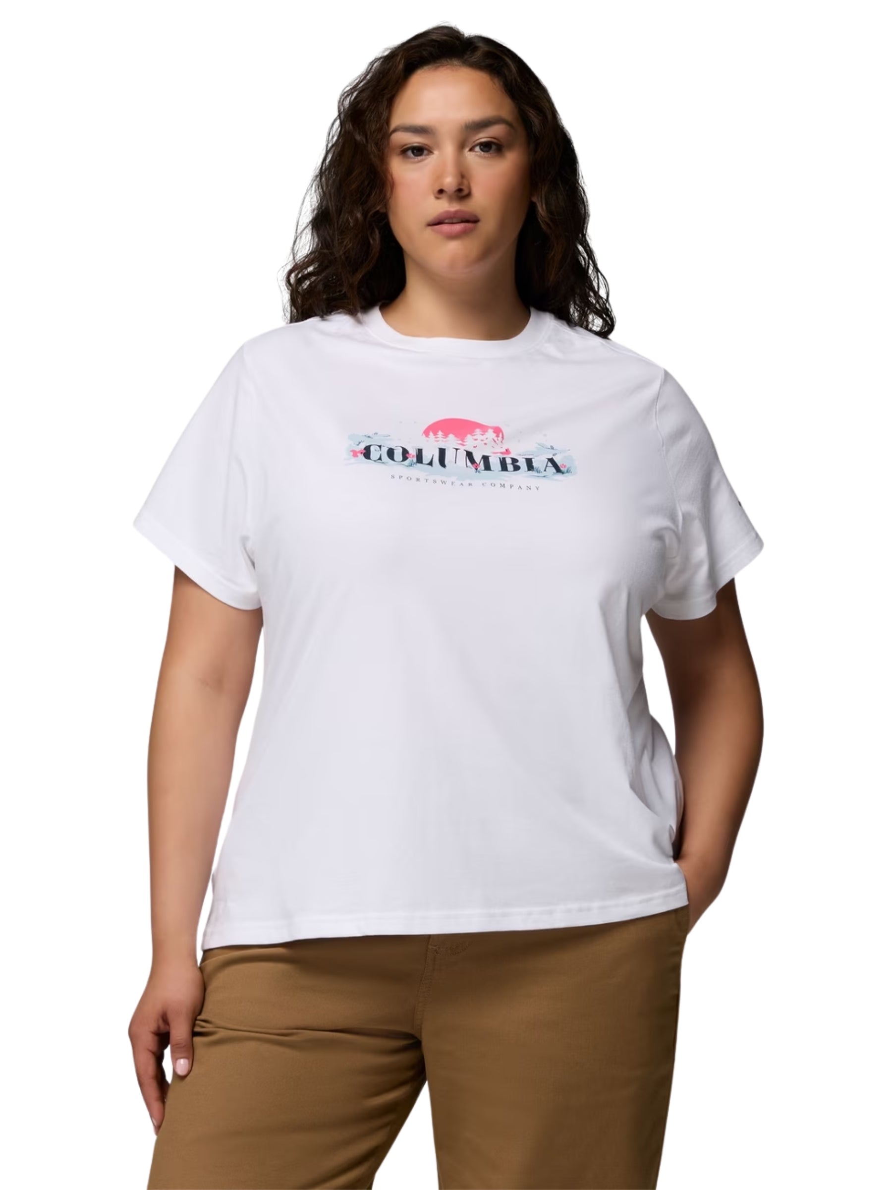 Plus Size Rolling Bend Printed T-Shirt - White & Hike Happy