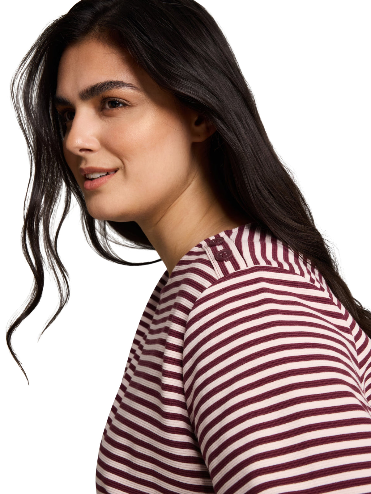 T-shirt Structuré Taille plus - Light Pink Preppy Plum Stripe