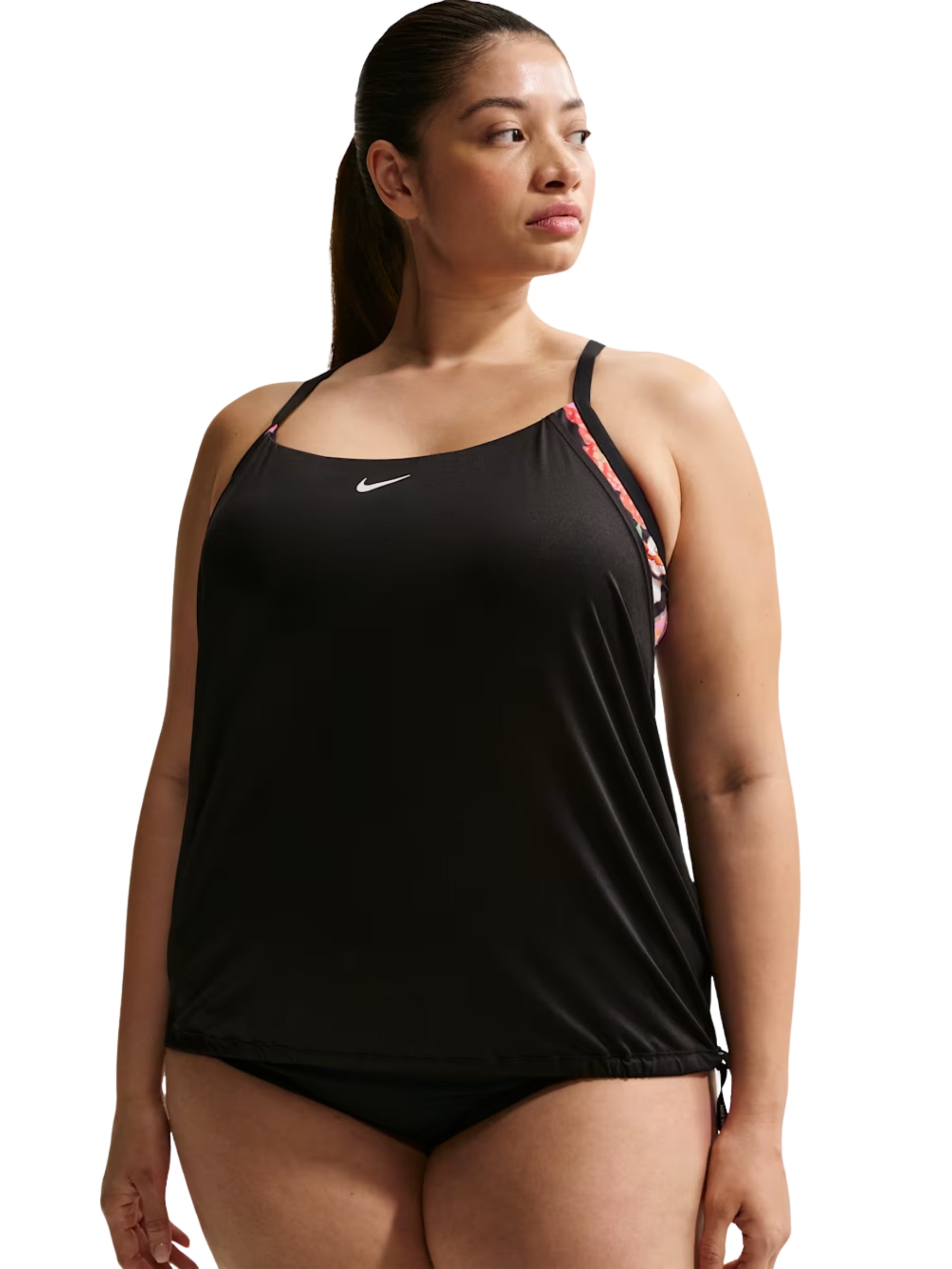 Tankini Deux pièces Superposé Taille Plus - Noir