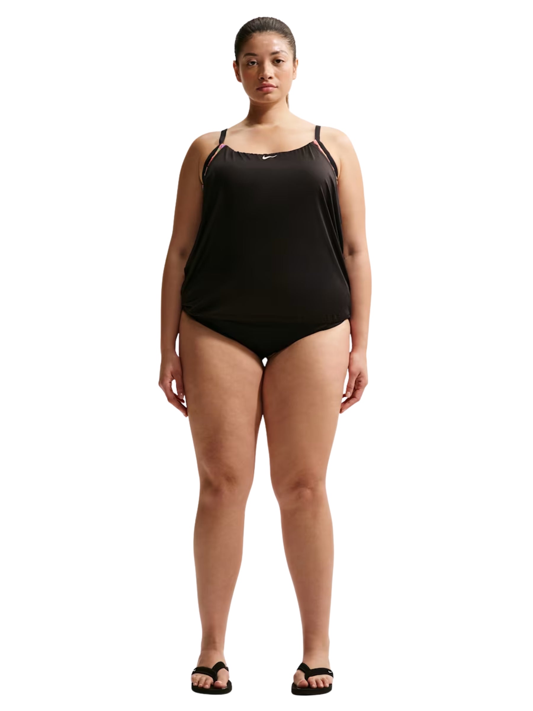 Tankini Deux pièces Superposé Taille Plus - Noir