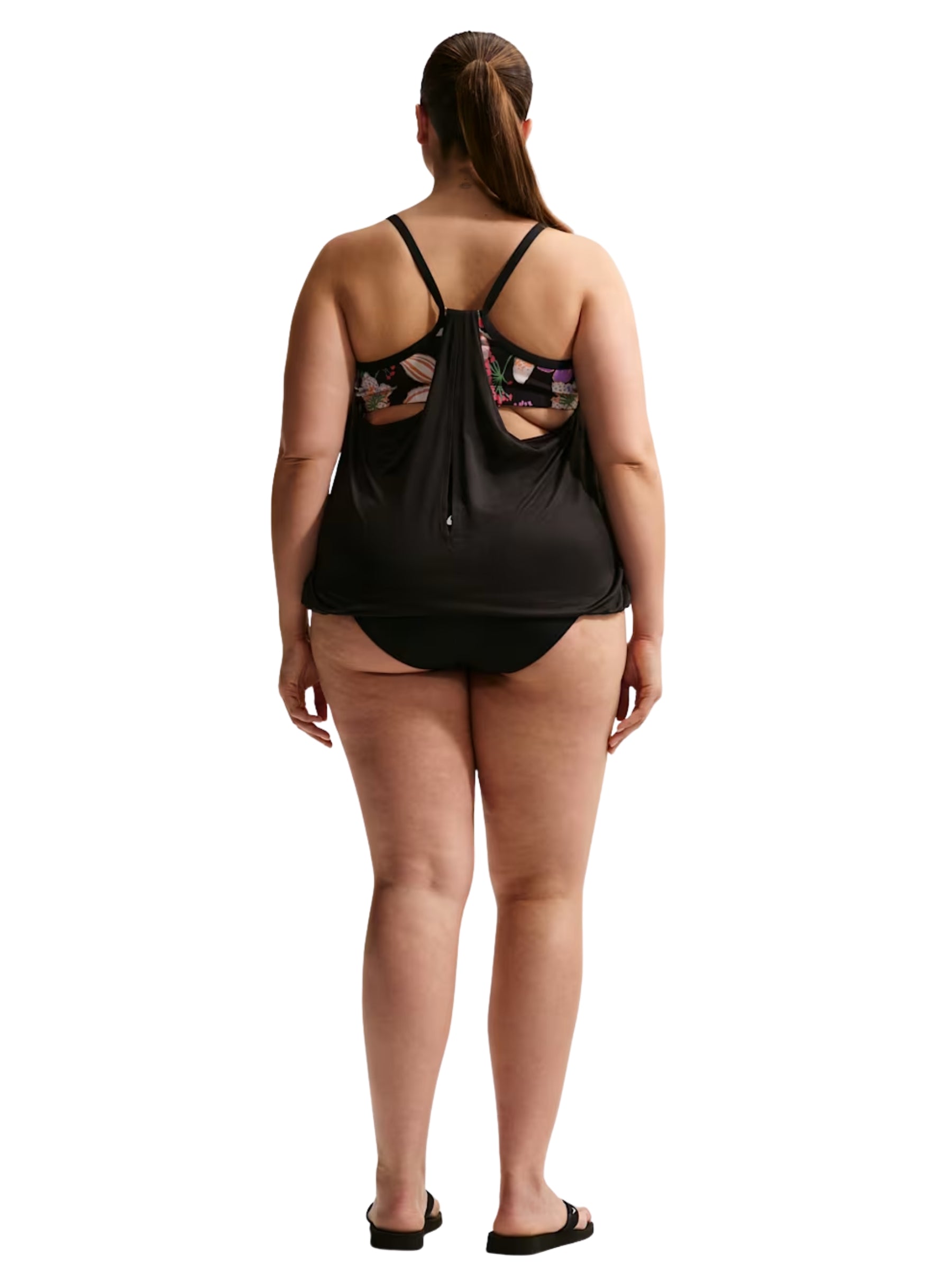 Tankini Deux pièces Superposé Taille Plus - Noir
