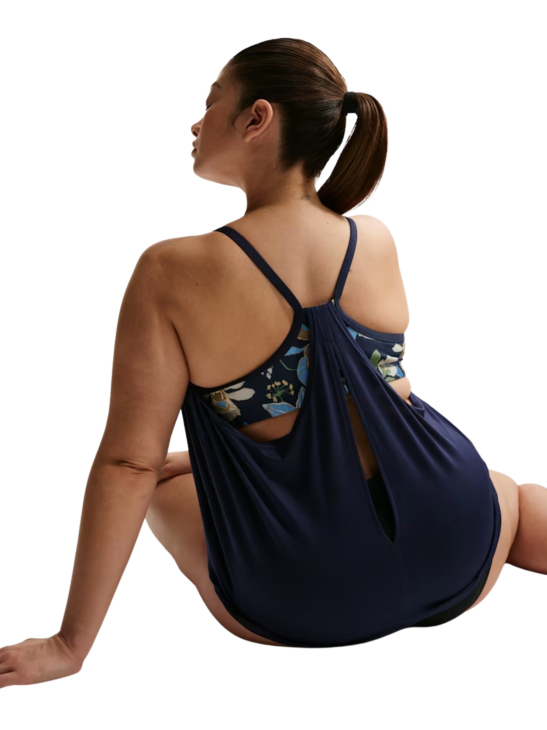 Tankini Deux pièces Superposé Taille Plus - Midnight Navy