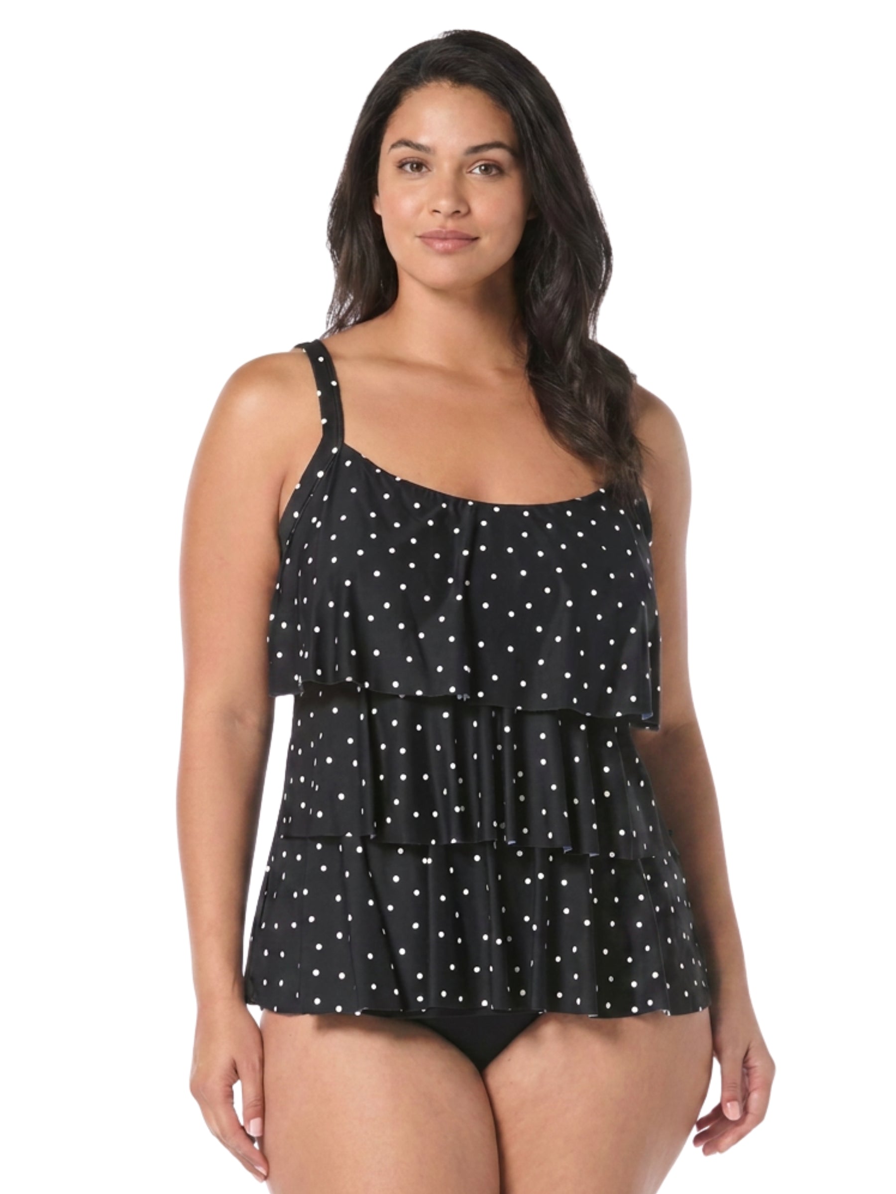Tankini Jane Ruffle Taille Plus - Noir