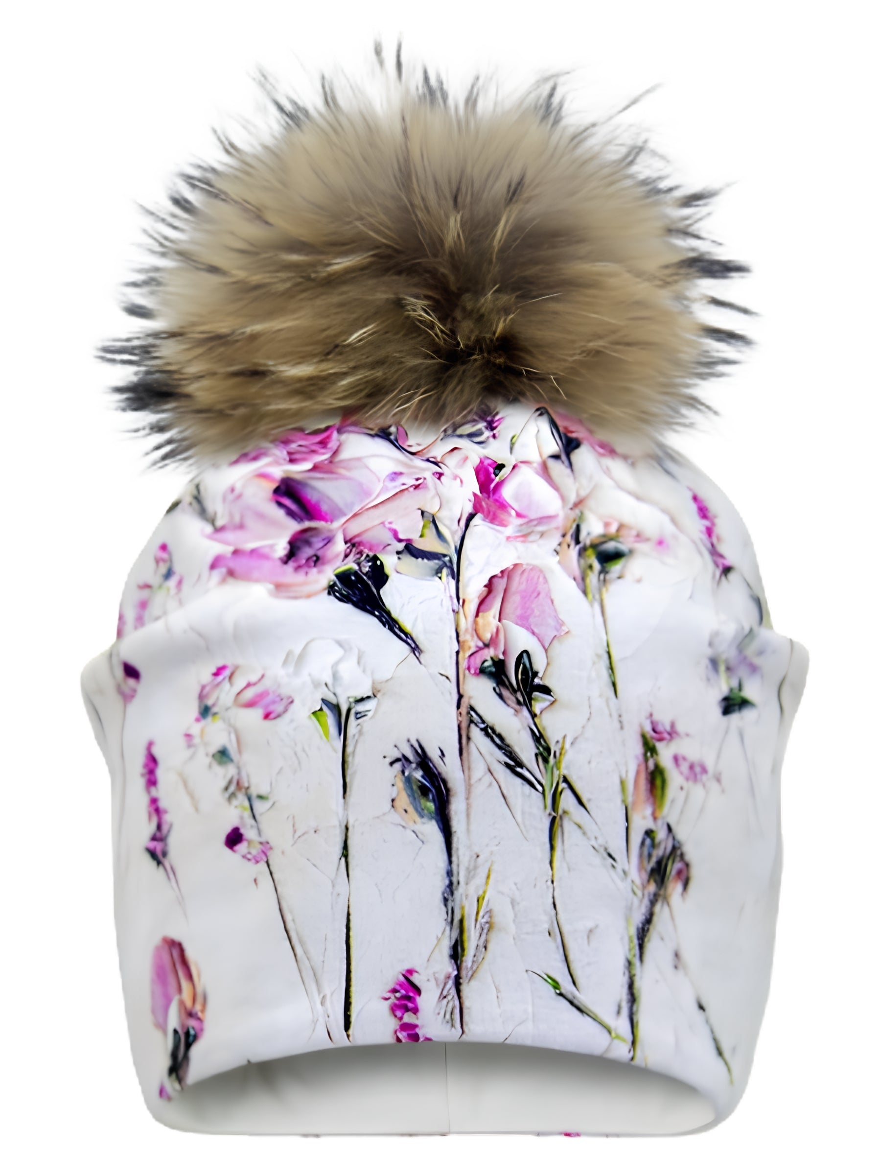 Tuque de Coton Fleurs - Multi (Pompon Naturel)