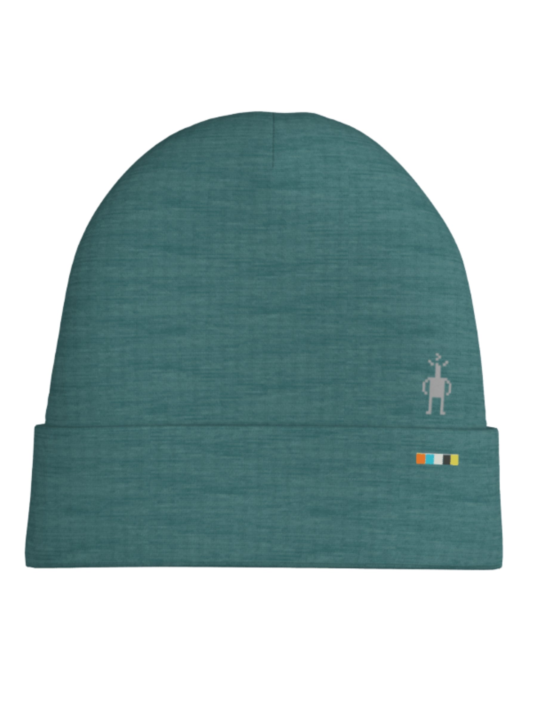 Reversible Merino Wool Thermal Beanie with Cuff - Dark Teal Heather