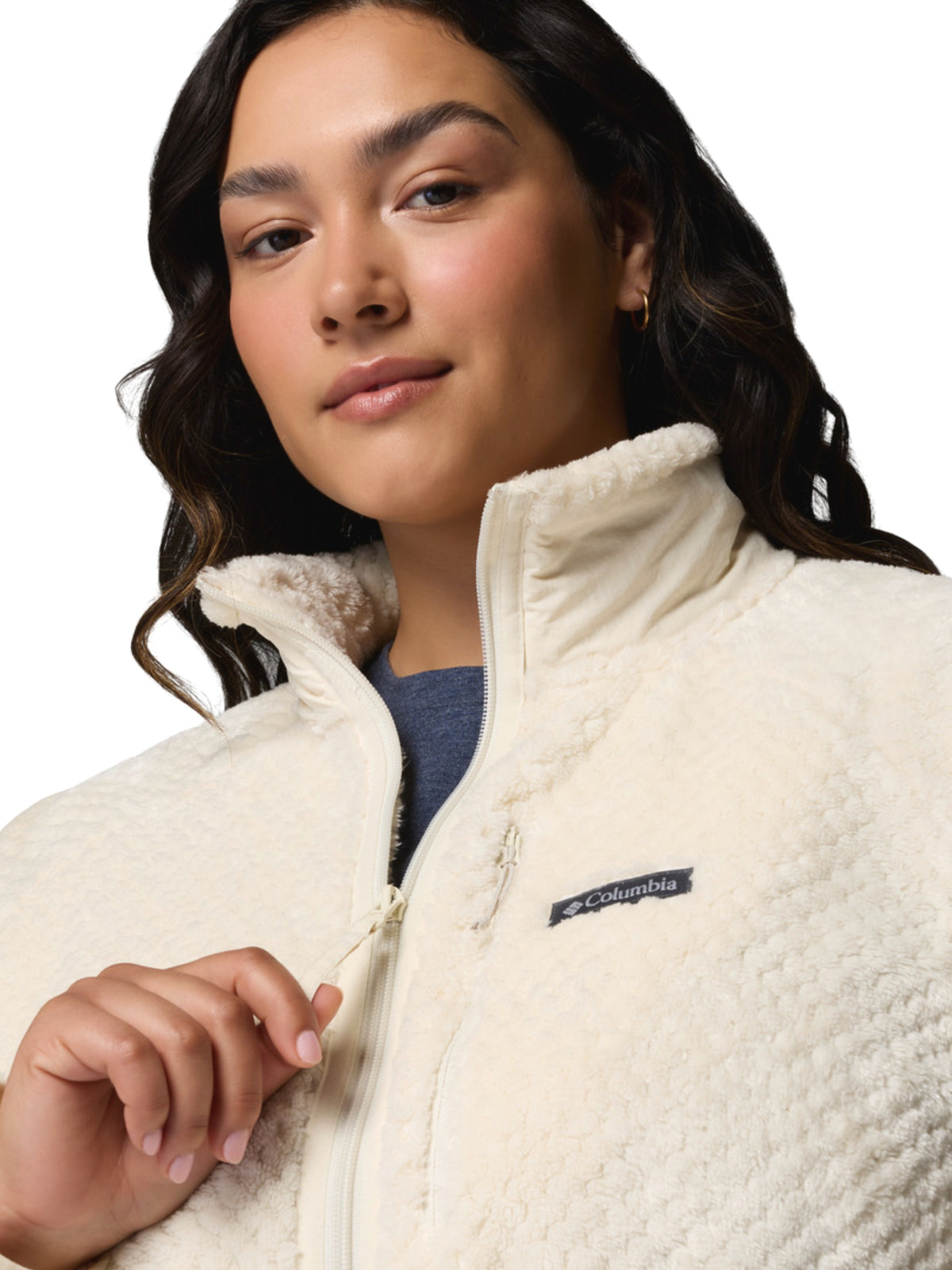 Canyon Camp Overlay Plus Size Zip Fleece Jacket - Chalk