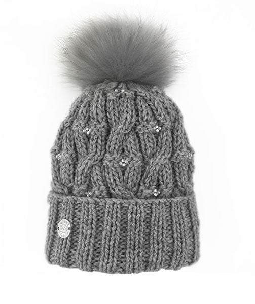 Tuque avec Bijoux et Pompon Détachable en Raton