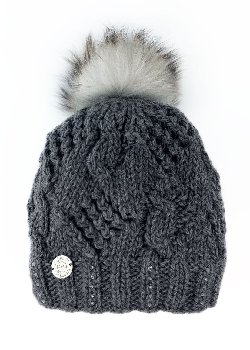 Tuque avec Bijoux et Pompon en Raton Détachable